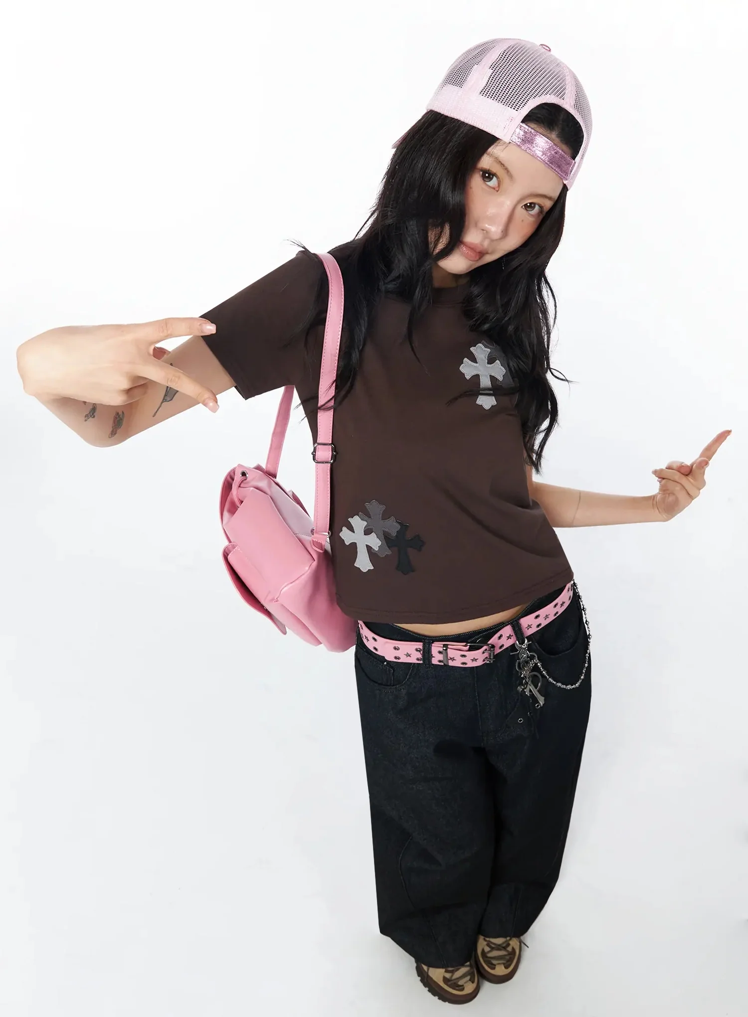 Cross Embroidered T-Shirt IU508