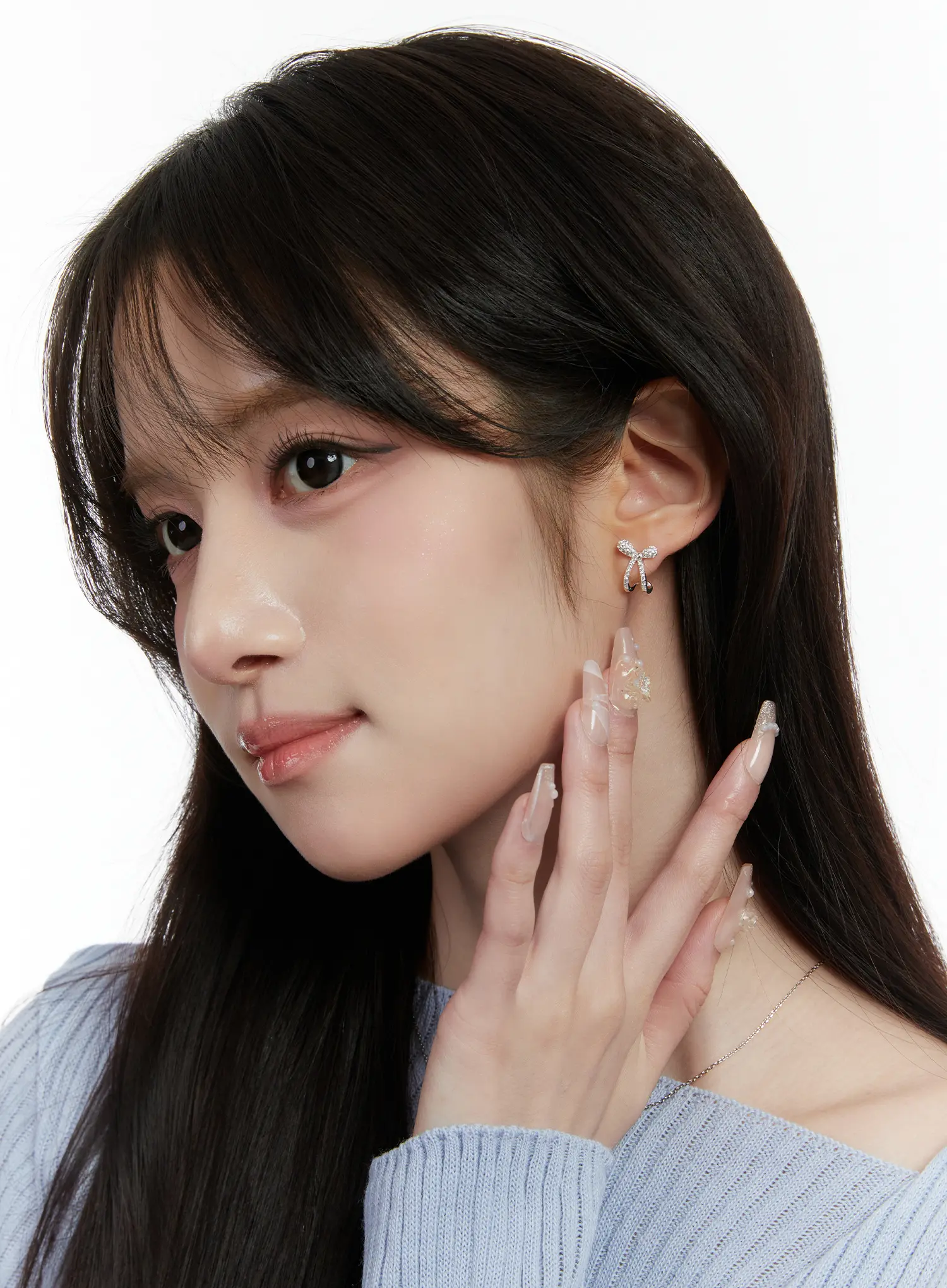 Cubic Bow Stud Earrings CD514 - Image 3