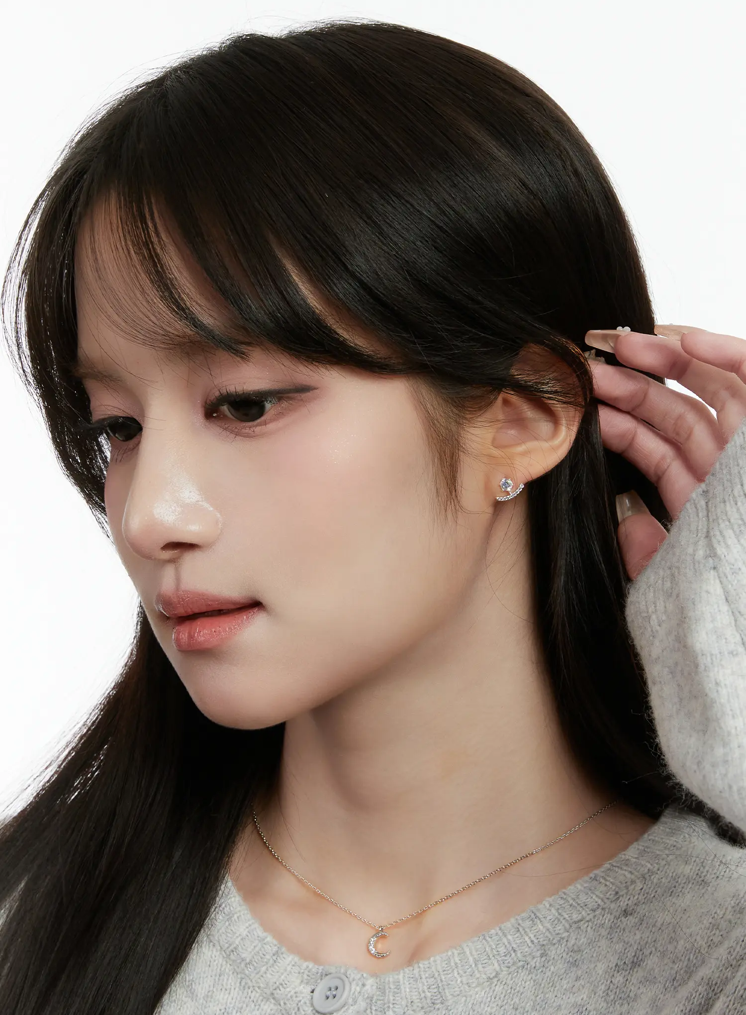 Curve Stud Earrings CD514 - Image 2