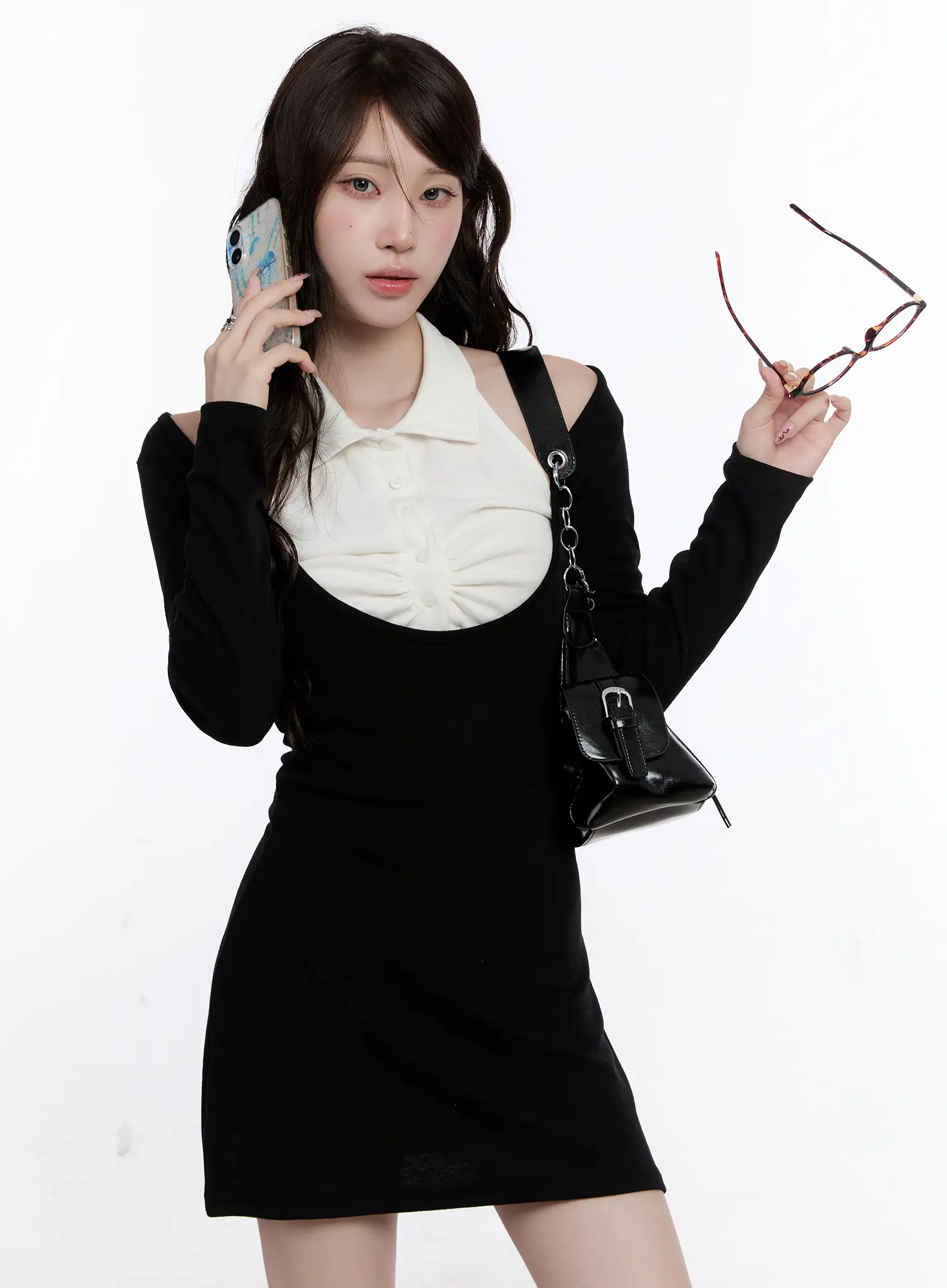 Cut-Out Collar Contrast Mini Dress CO501