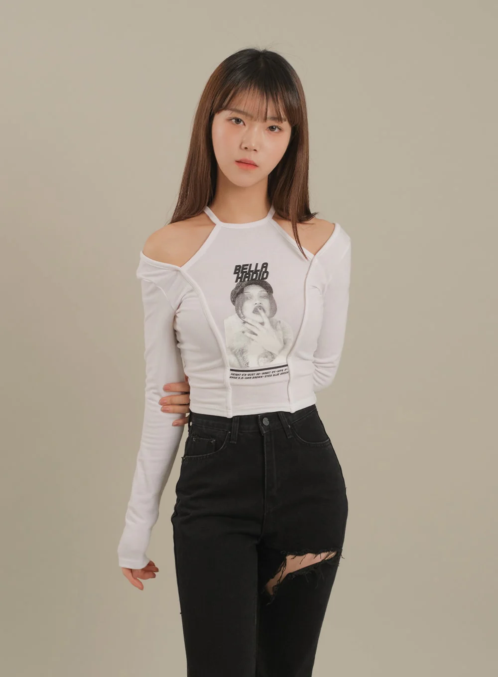 Cut Out Halter neck Long Sleeve T Shirt - Image 10
