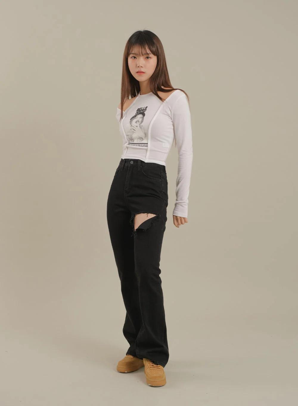Cut Out Halter neck Long Sleeve T Shirt - Image 12