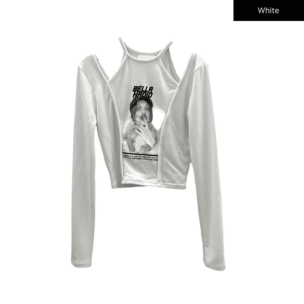 Cut Out Halter neck Long Sleeve T Shirt - Image 18