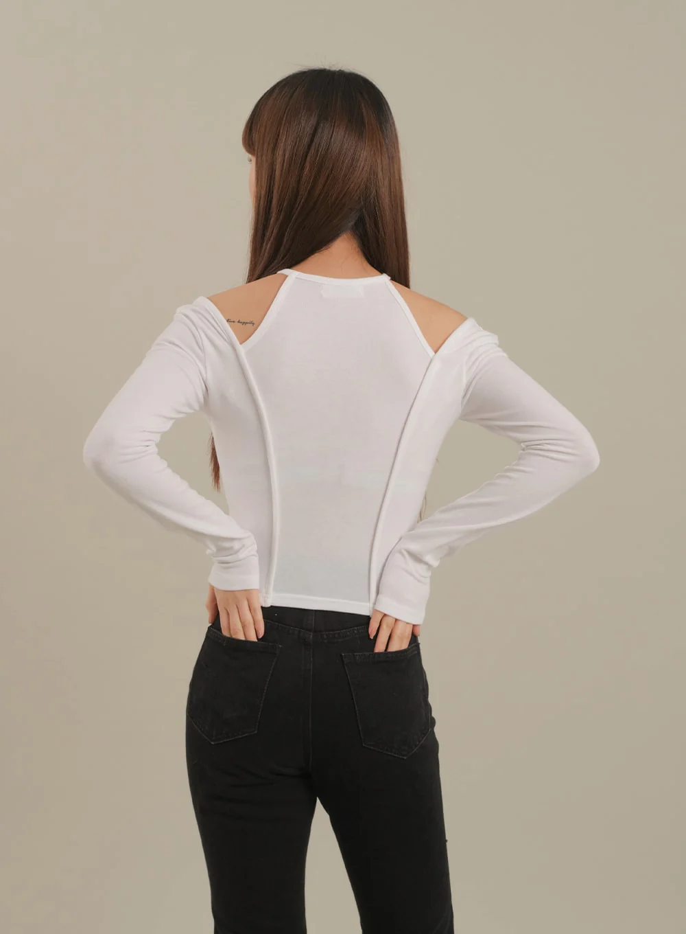 Cut Out Halter neck Long Sleeve T Shirt - Image 6