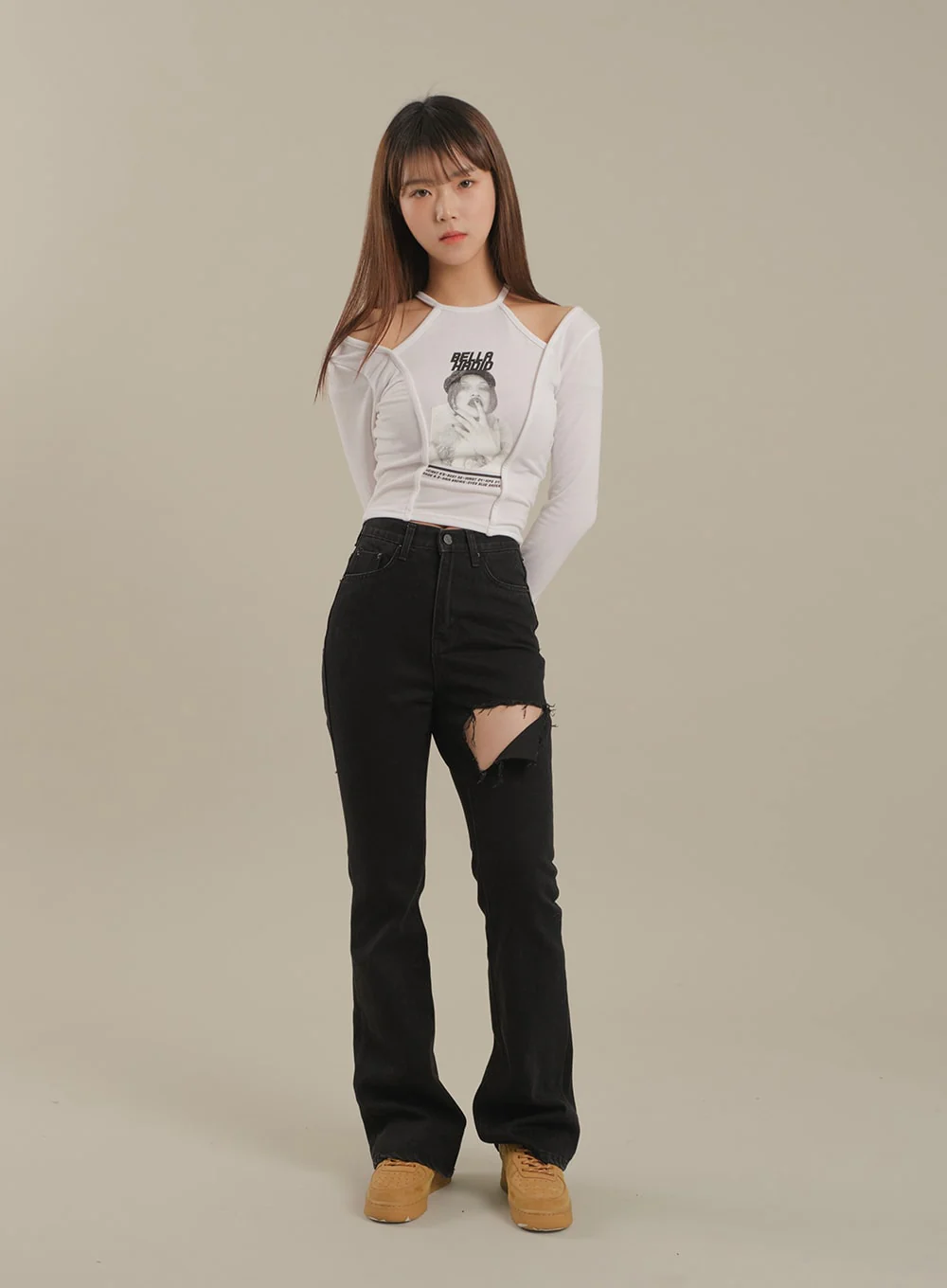 Cut Out Halter neck Long Sleeve T Shirt - Image 8
