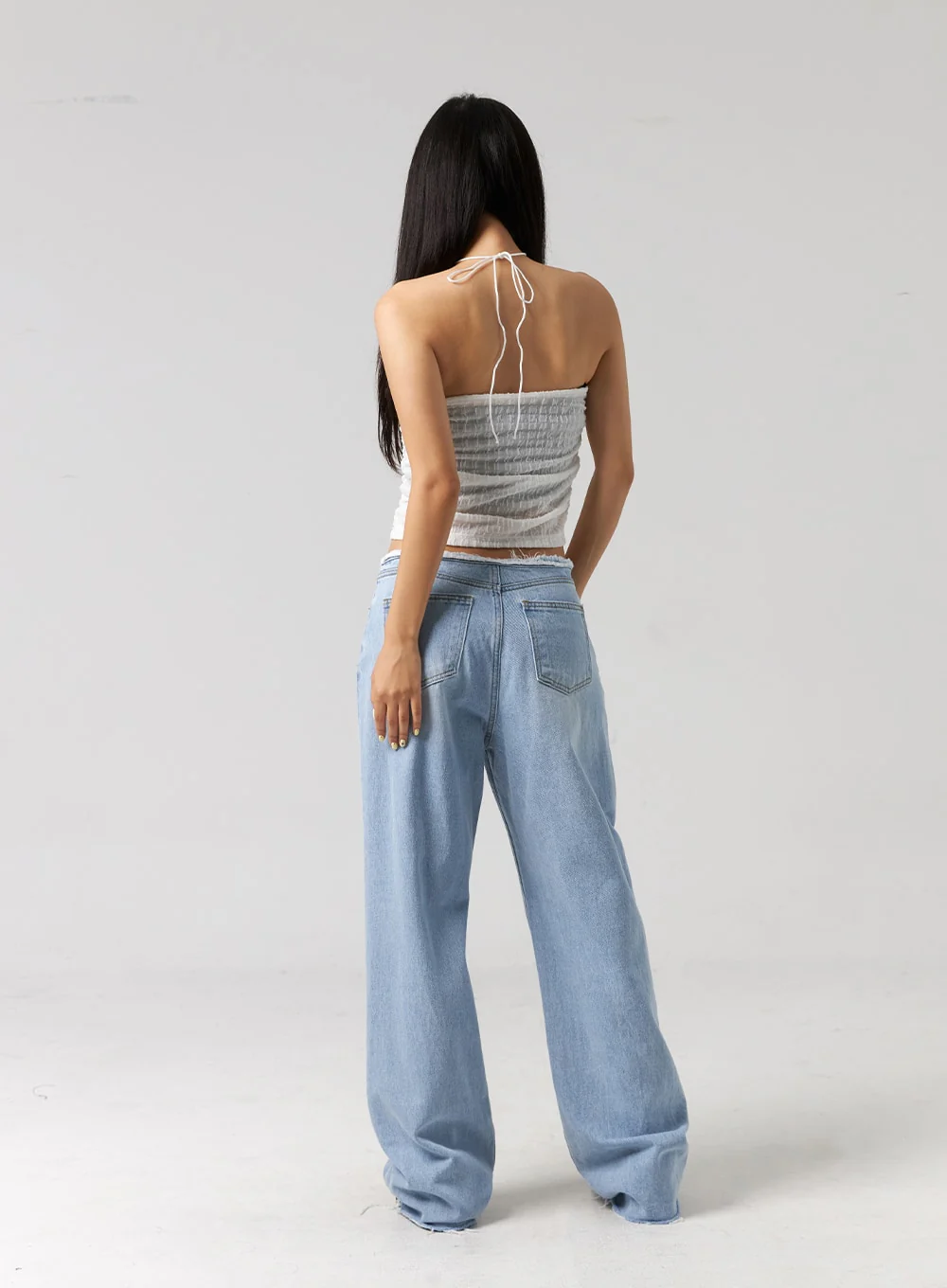 Cut Waist Wide Leg Jeans CG323 - Image 10