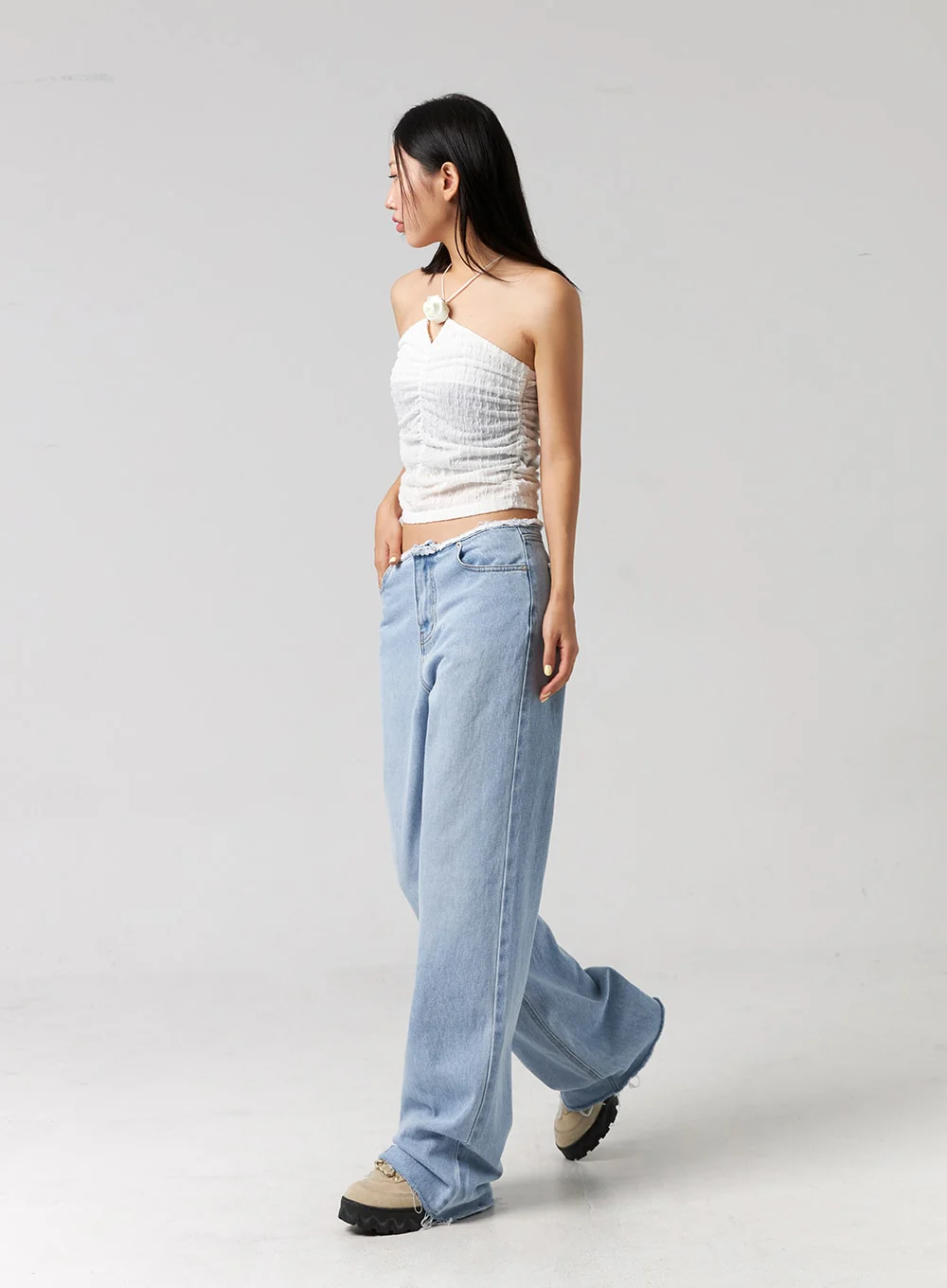 Cut Waist Wide Leg Jeans CG323 - Image 11