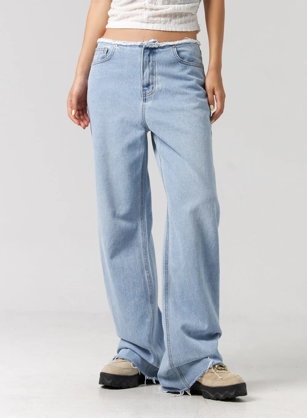 Cut Waist Wide Leg Jeans CG323 - Image 9