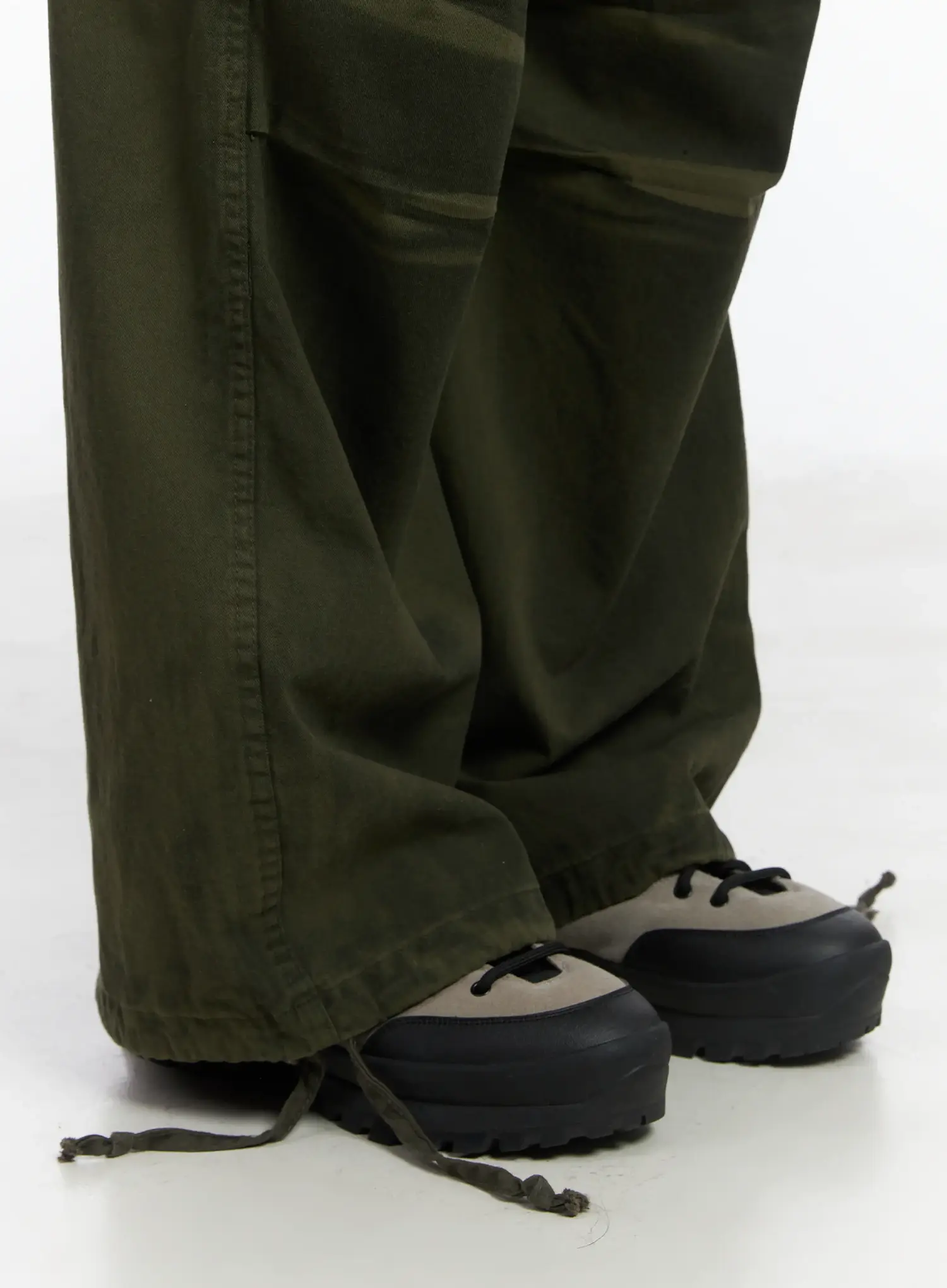 Dark Green Wide Cargo Pants ID515 - Image 7