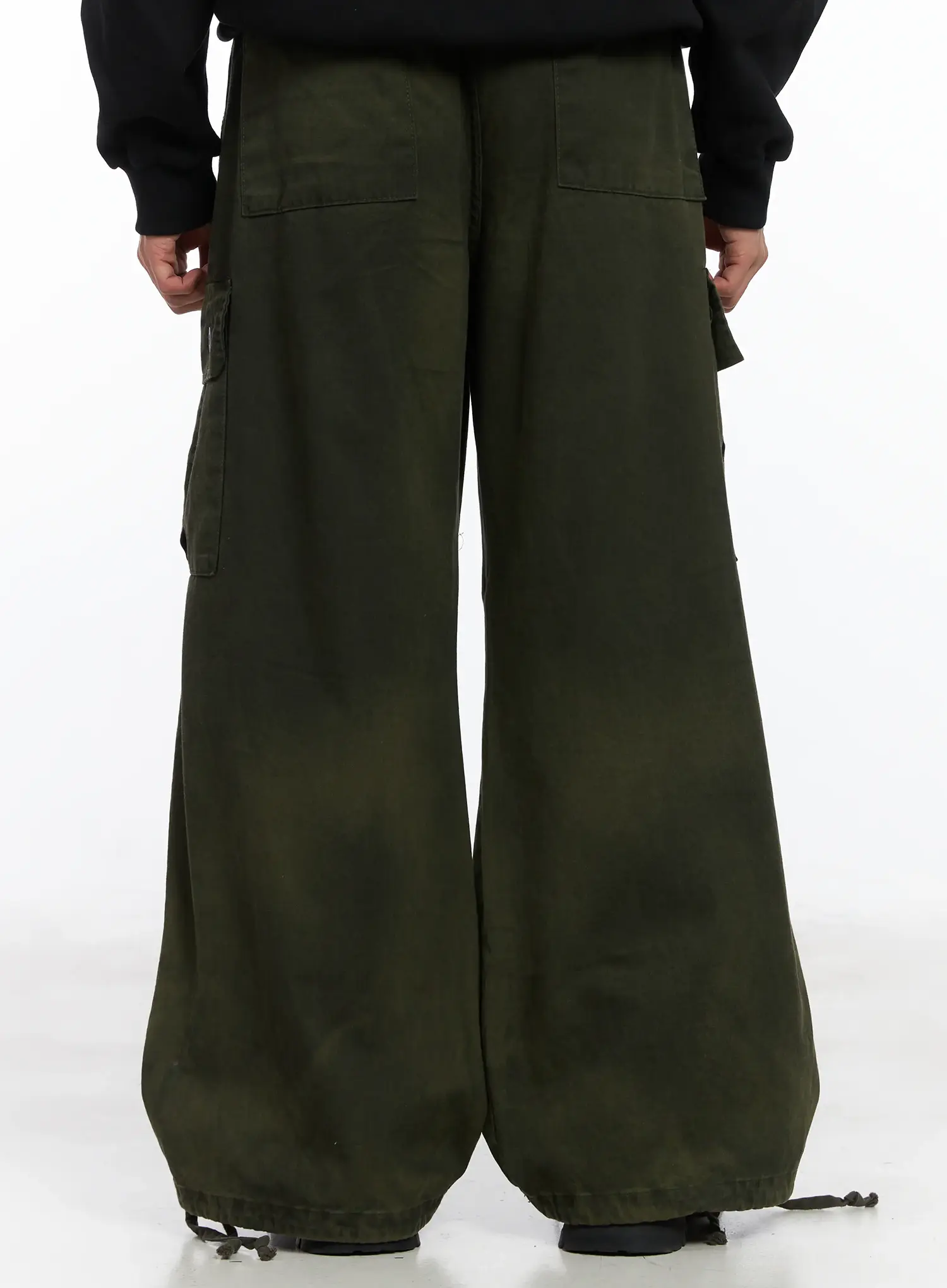Dark Green Wide Cargo Pants ID515 - Image 8