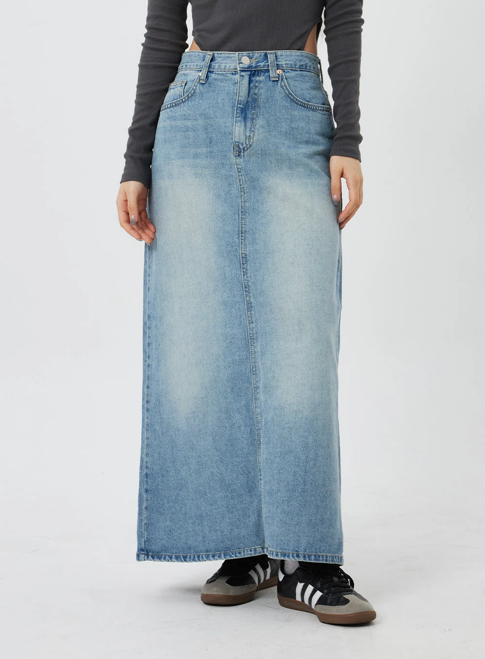 Denim Maxi Skirt CF324 - Image 9