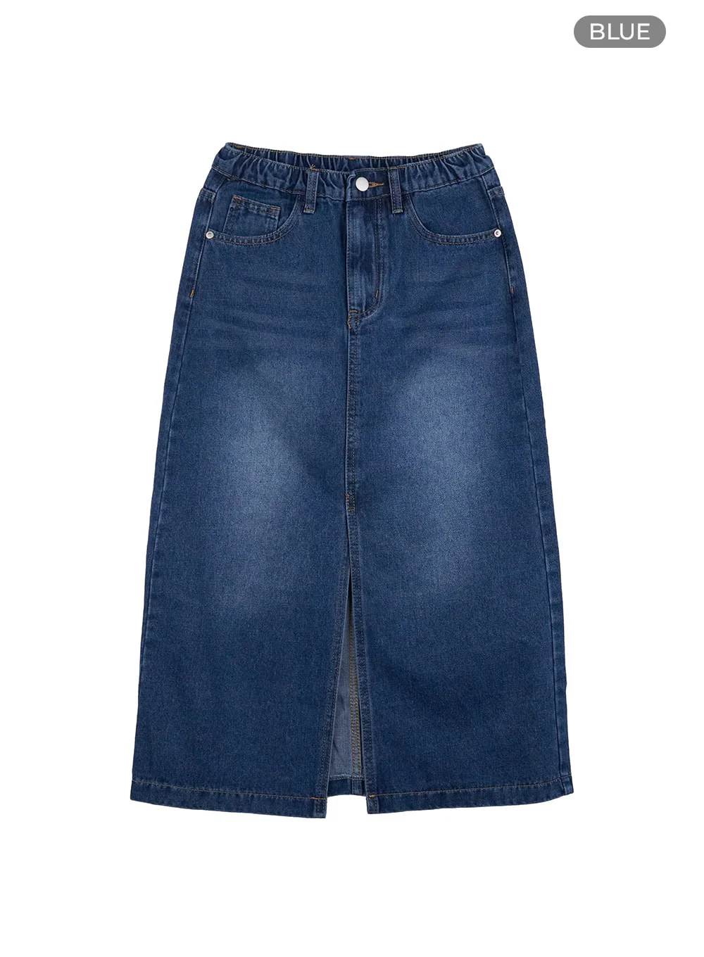 Denim Slit Midi Skirt OO416 - Image 11