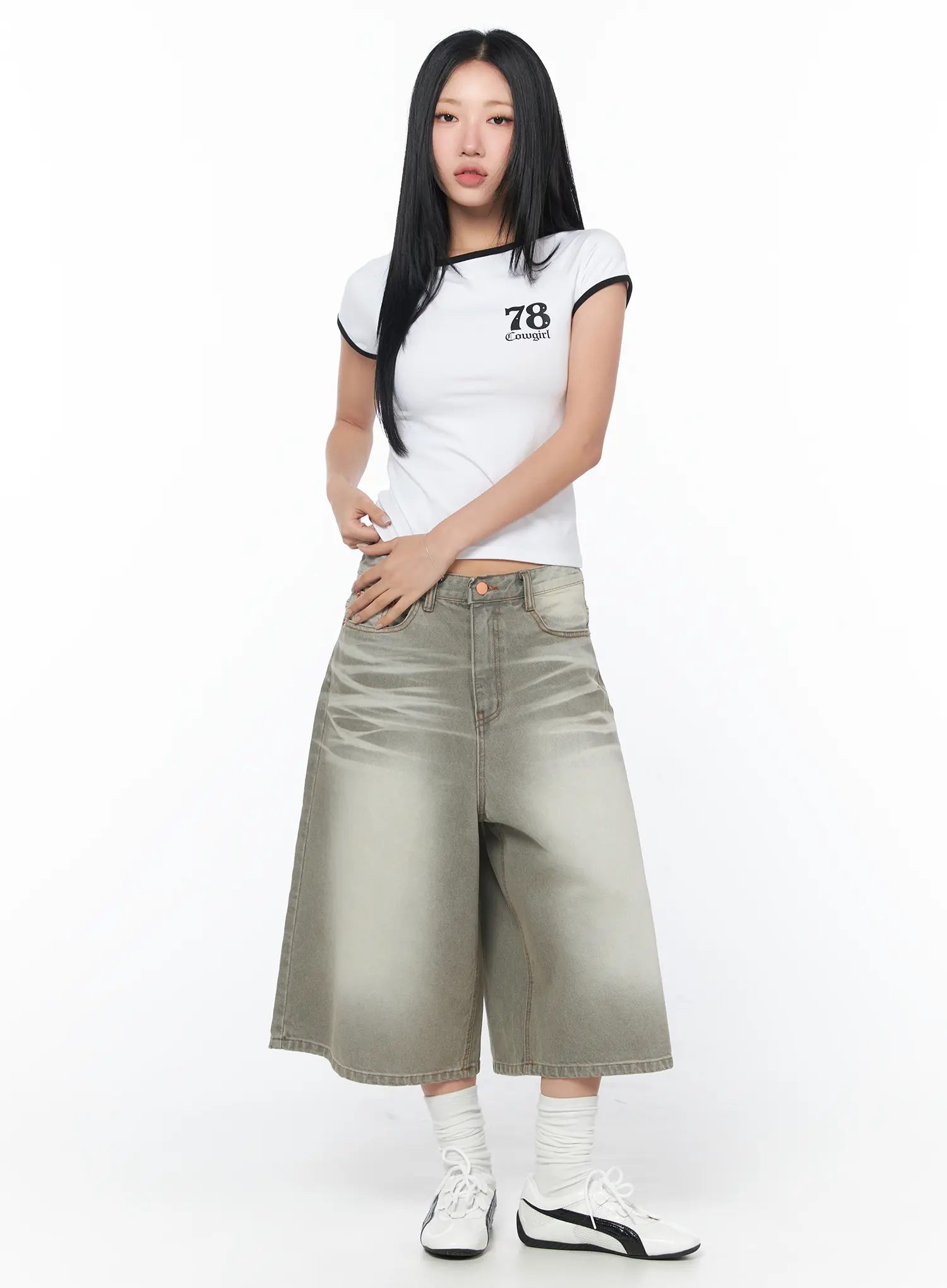 Dess Washed Wide Leg Bermuda Jorts CY512 - Image 4