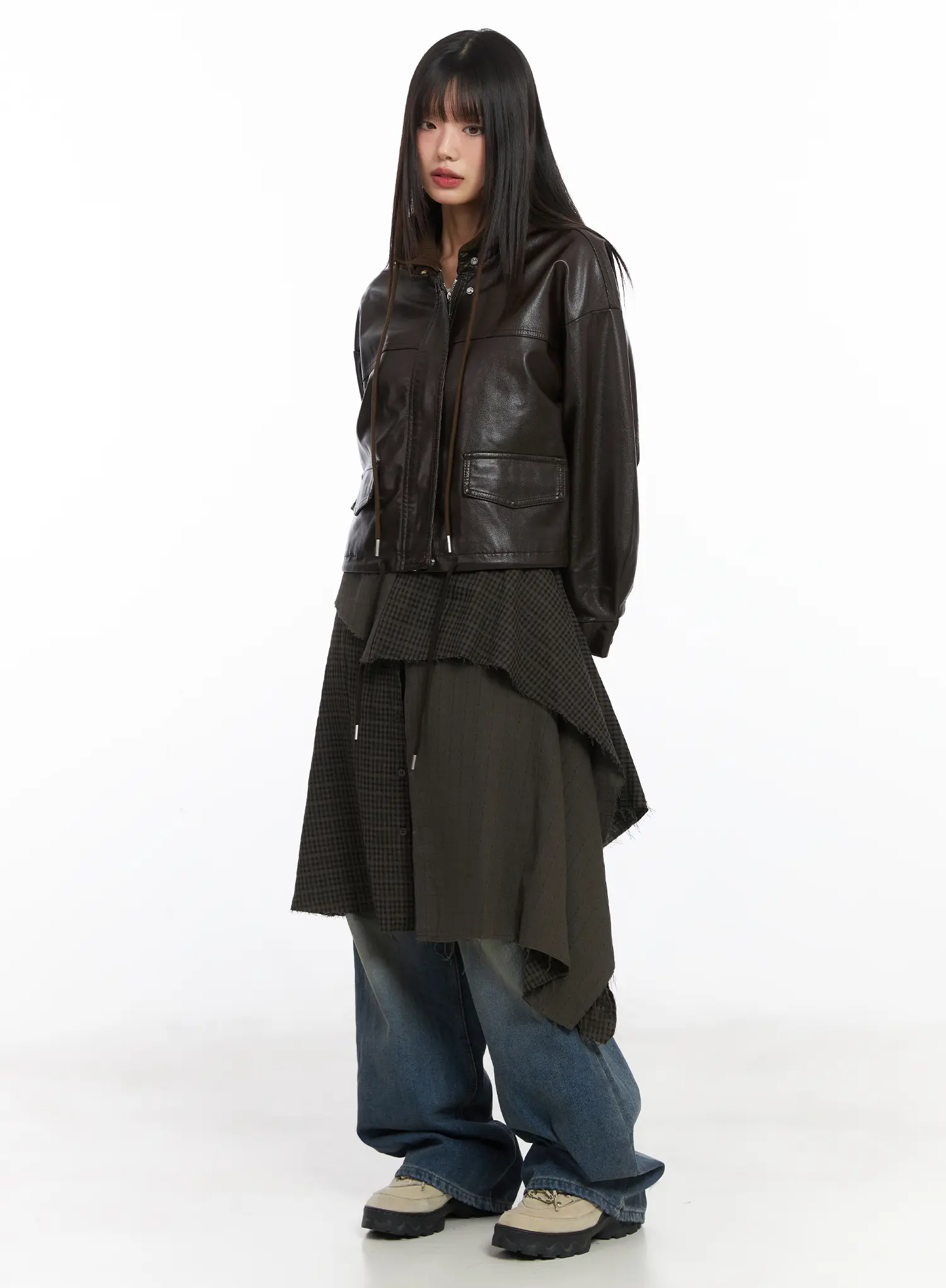 Detachable Hooded Leather Jacket CD519 - Image 5