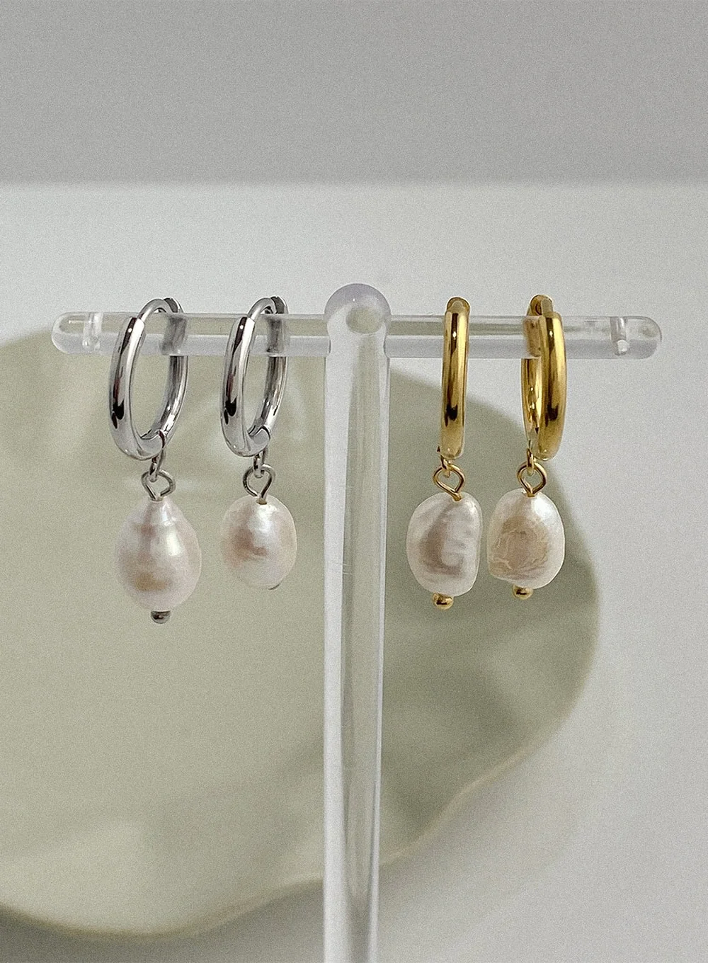 Dew Faux Pearl Drop Earrings IA517 - Image 3