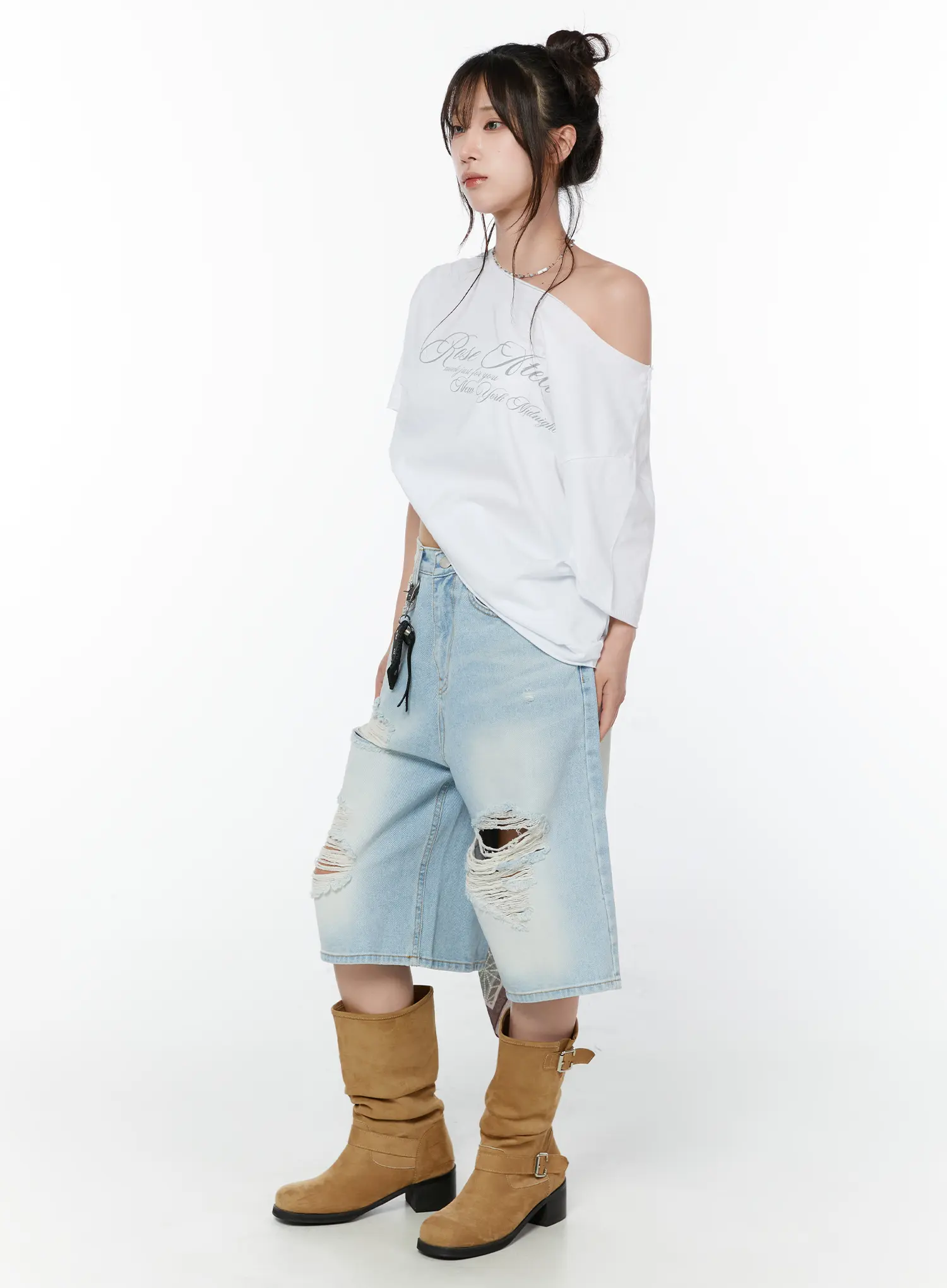 Distressed Bermuda Denim Shorts CY514 - Image 6