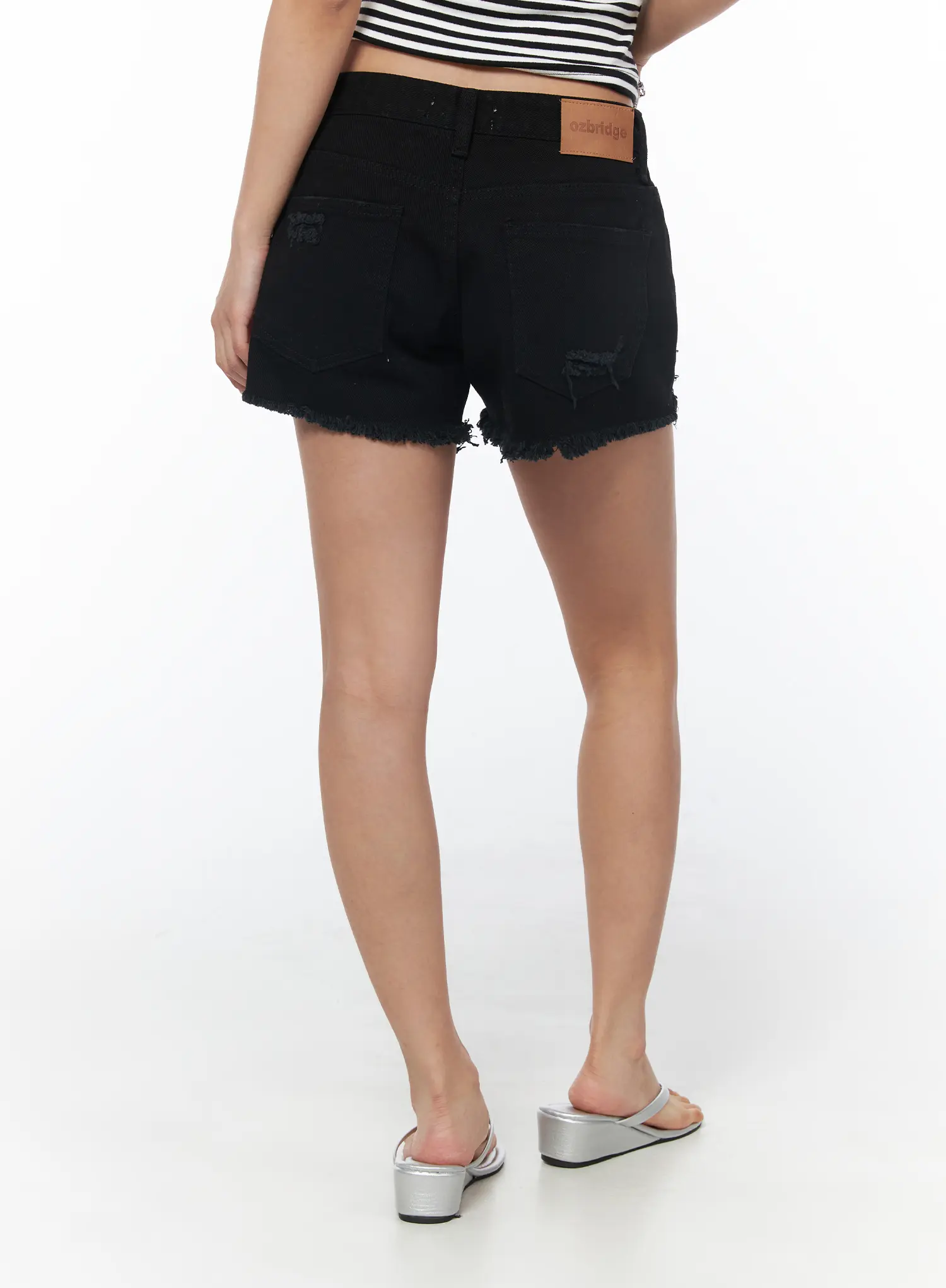 Distressed Black Shorts CU502 - Image 7