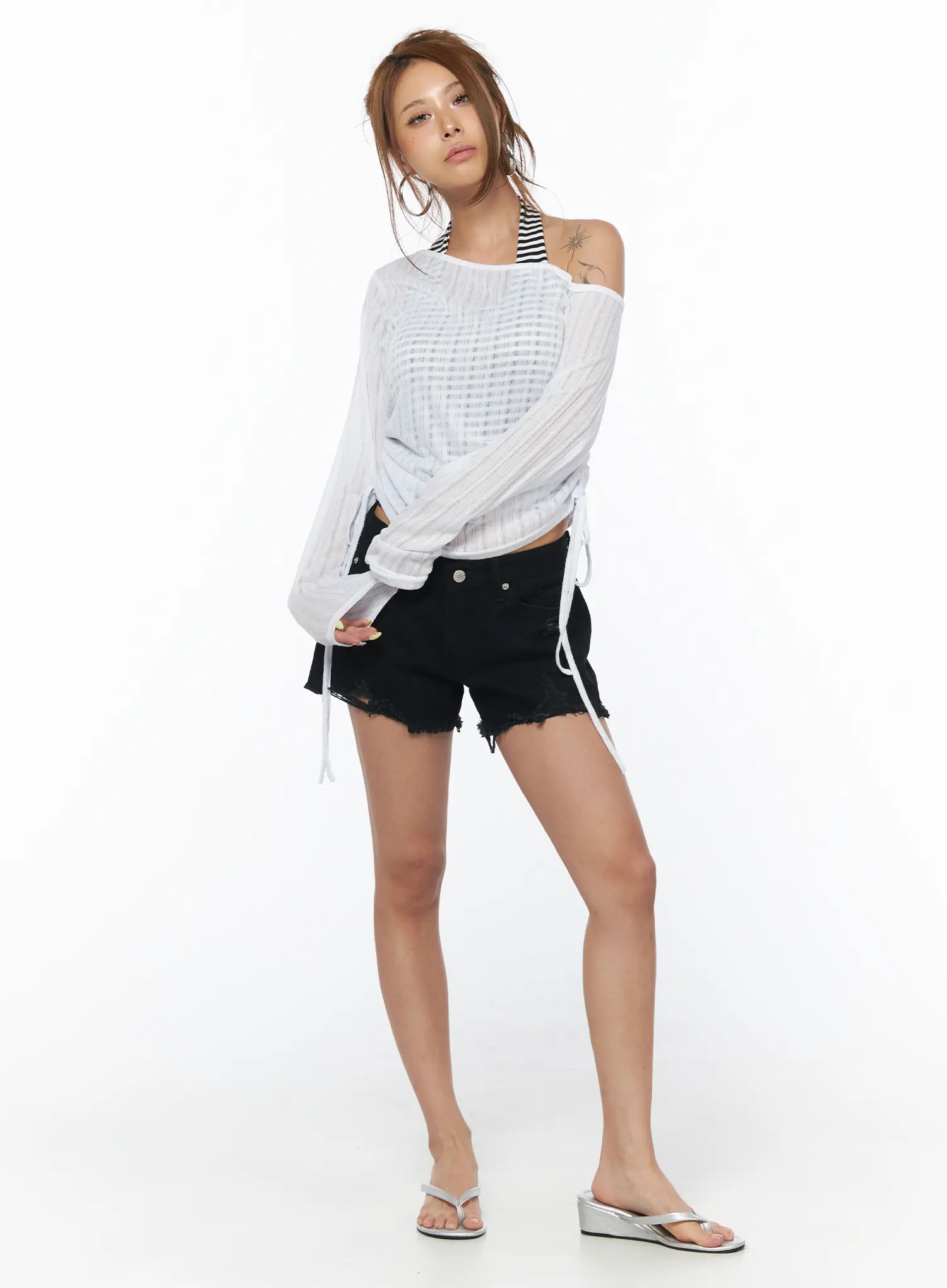 Distressed Black Shorts CU502 - Image 9