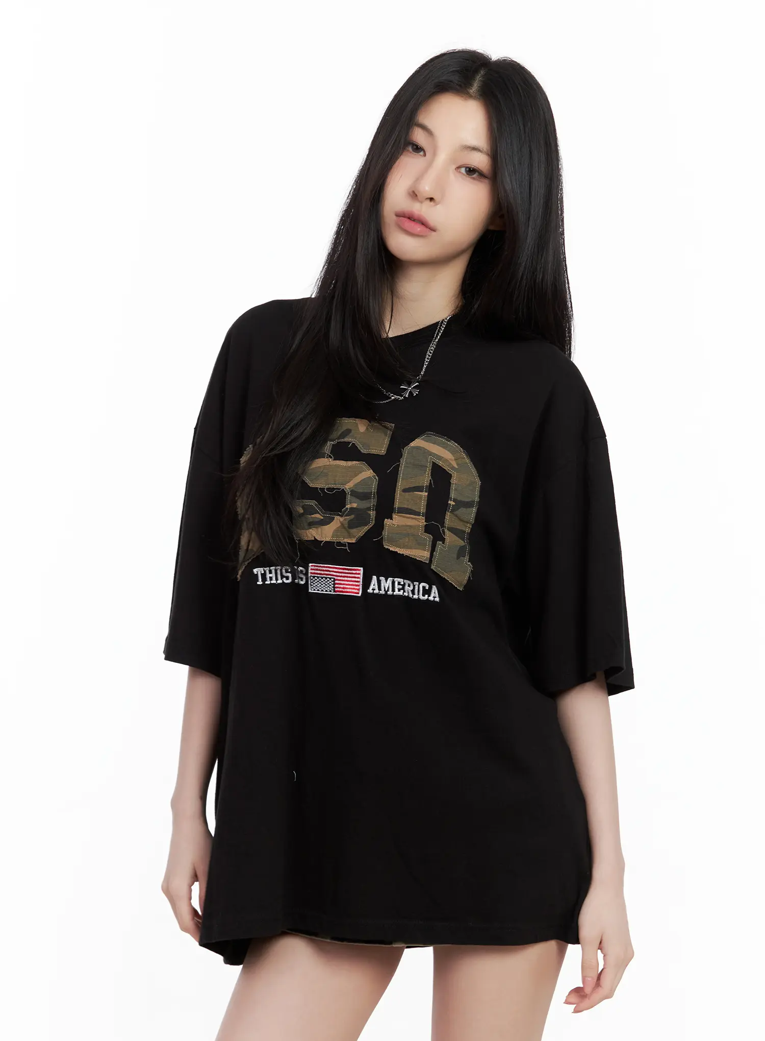 Distressed Camo Oversized Tee CU530 - Image 2