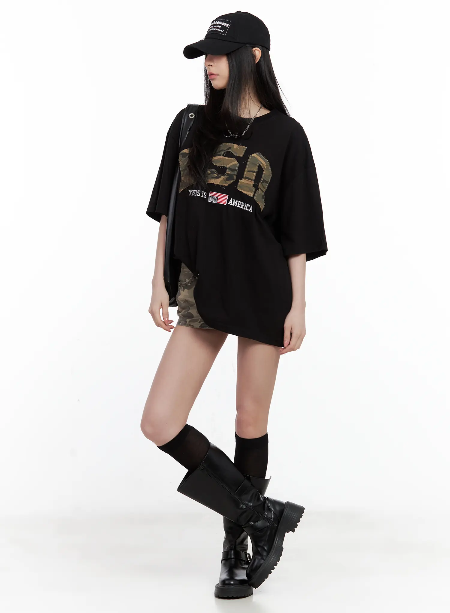 Distressed Camo Oversized Tee CU530 - Image 3