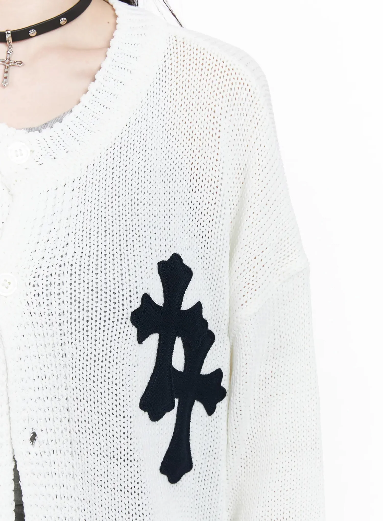 Distressed Graphic Print Cardigan IY511 - Image 4