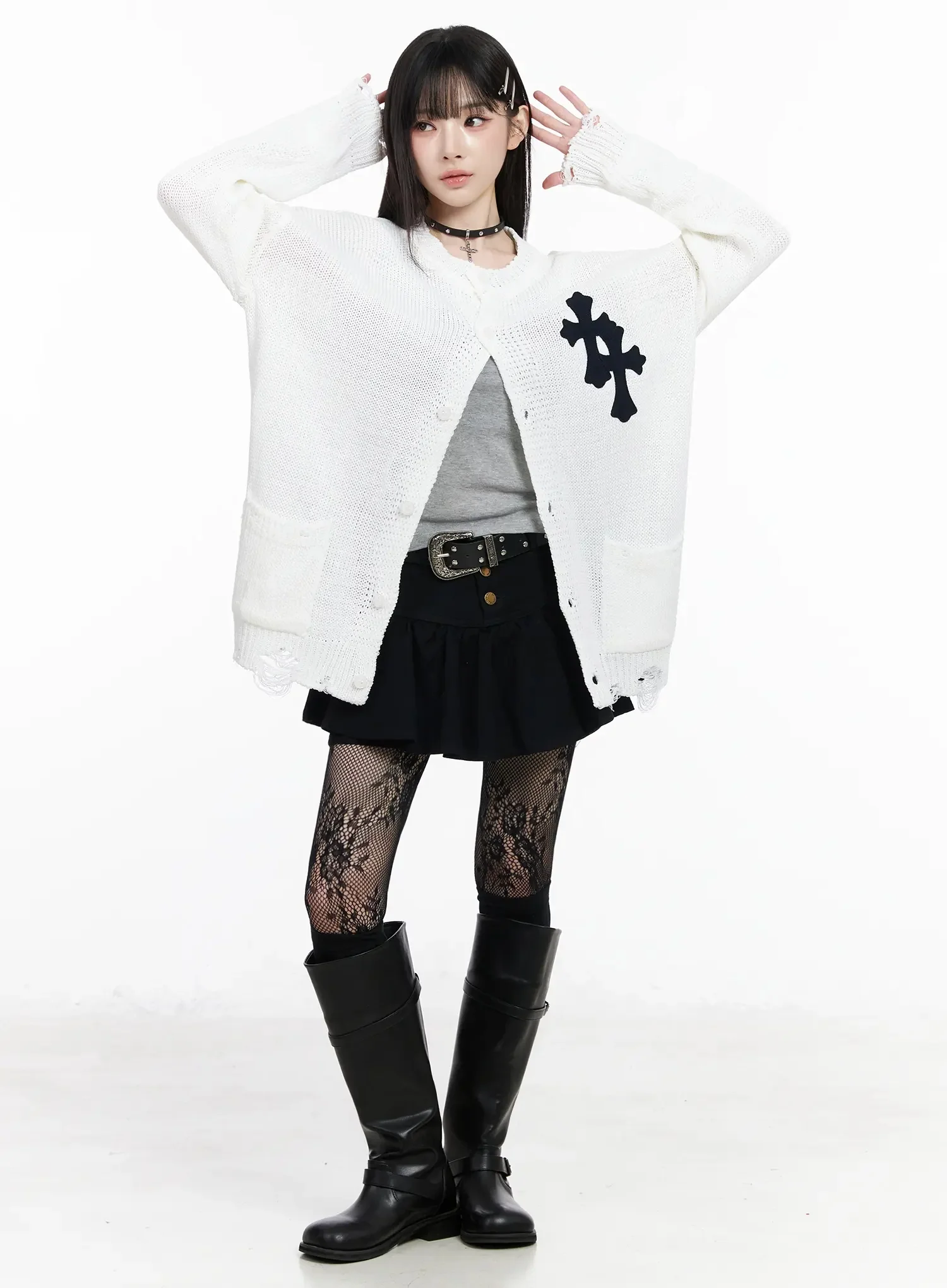 Distressed Graphic Print Cardigan IY511 - Image 5