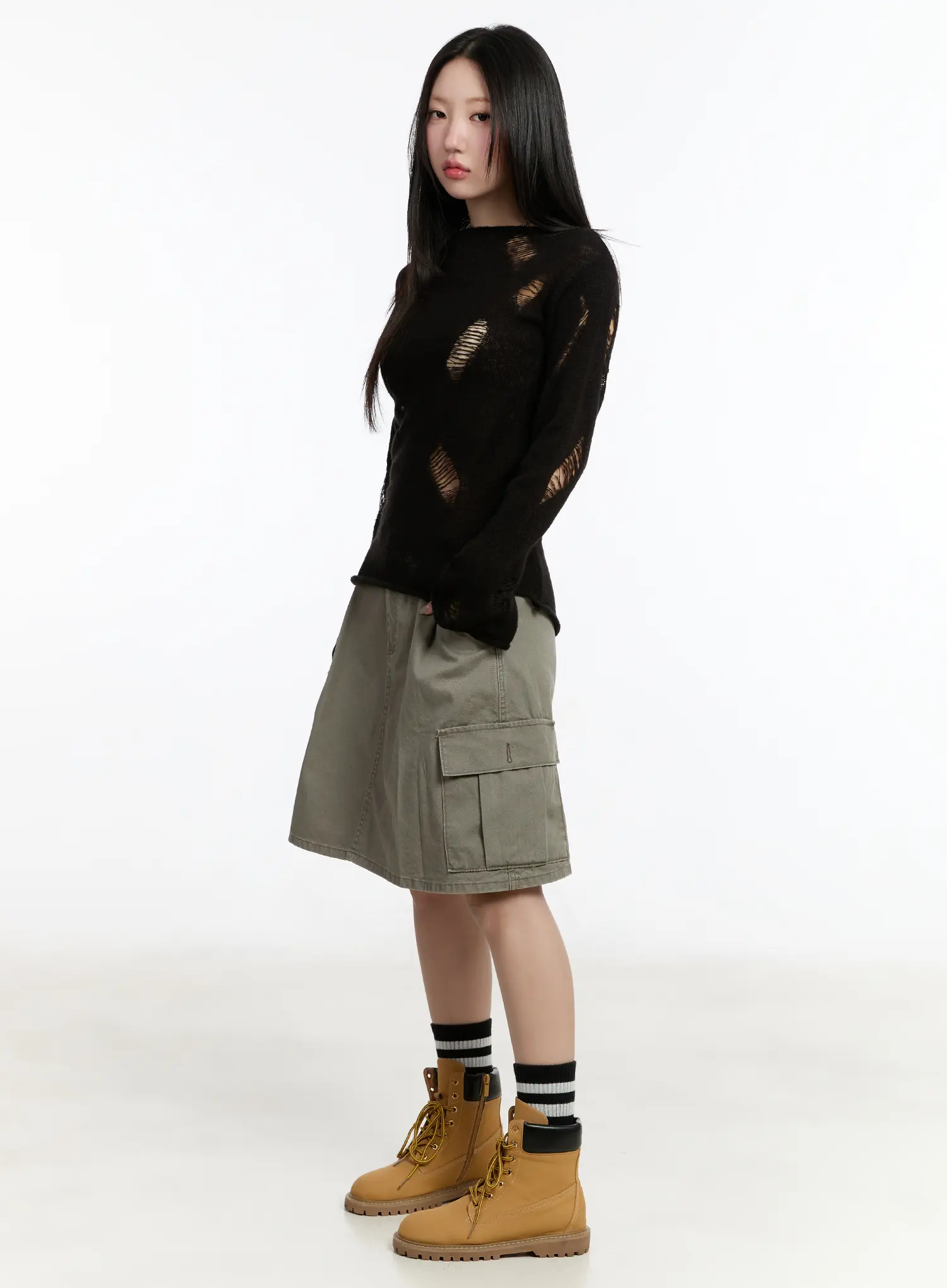 Distressed Knit Long Sleeve Top CM511 - Image 4