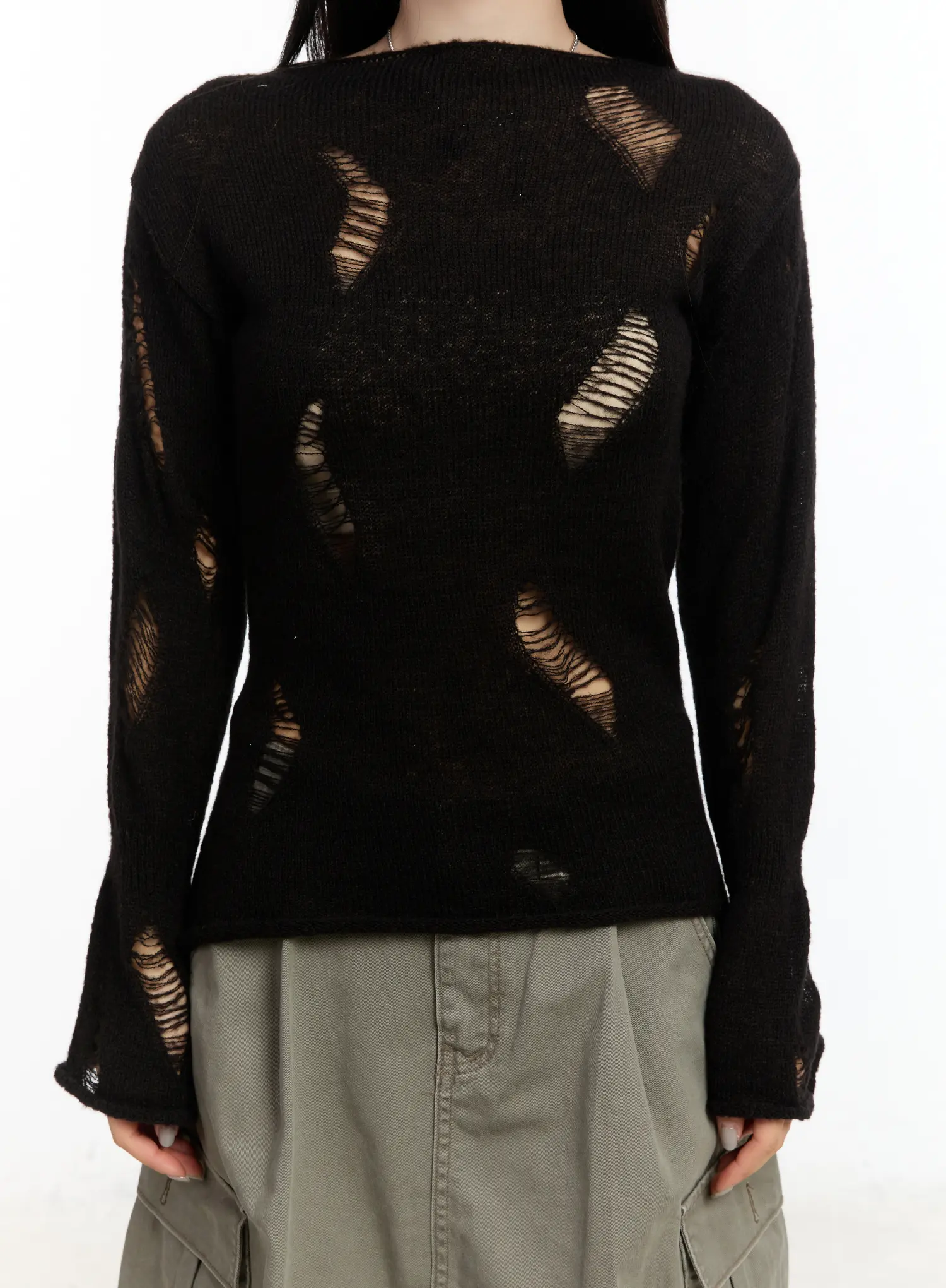 Distressed Knit Long Sleeve Top CM511 - Image 8
