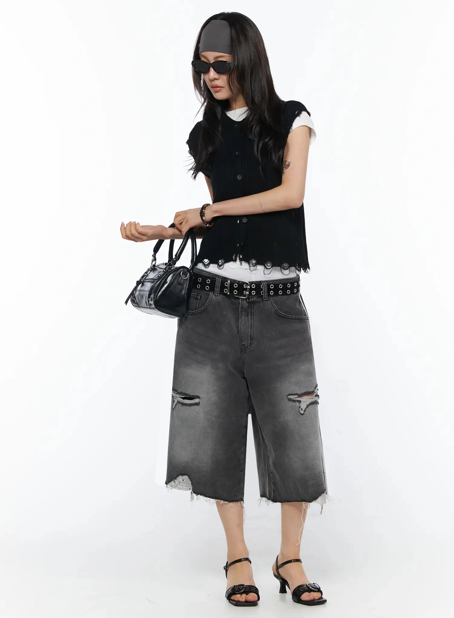 Distressed Knit Round Vest IU509 - Image 9