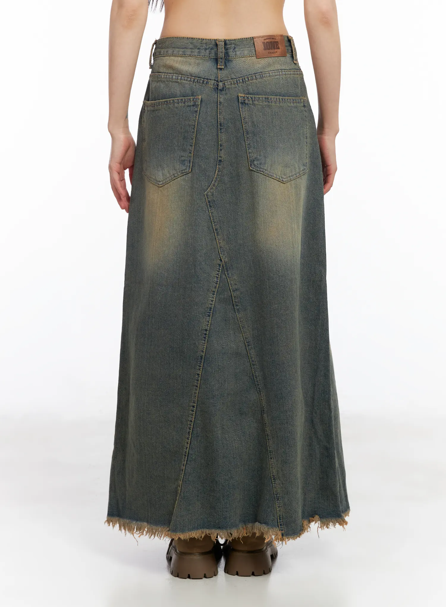 Distressed Maxi Denim Skirt CM525 - Image 4