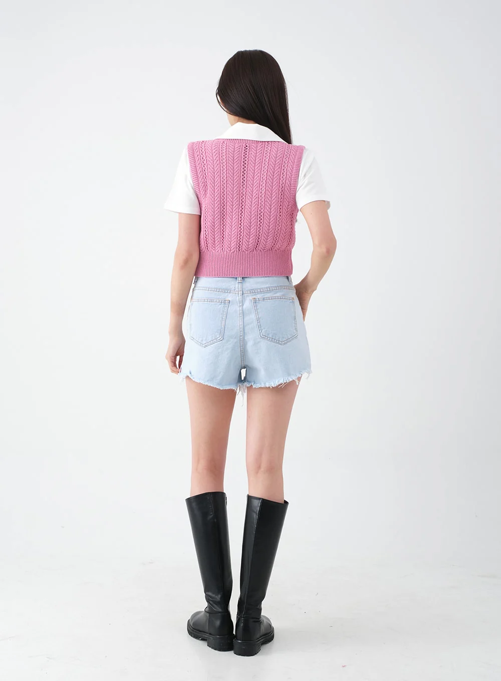 Distressed Raw Hem Denim Shorts CA27 - Image 13