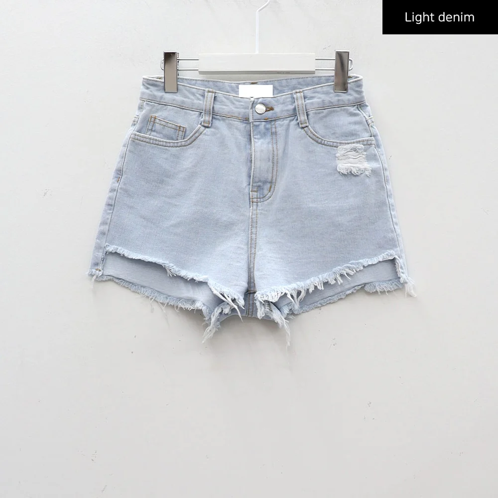 Distressed Raw Hem Denim Shorts CA27 - Image 16