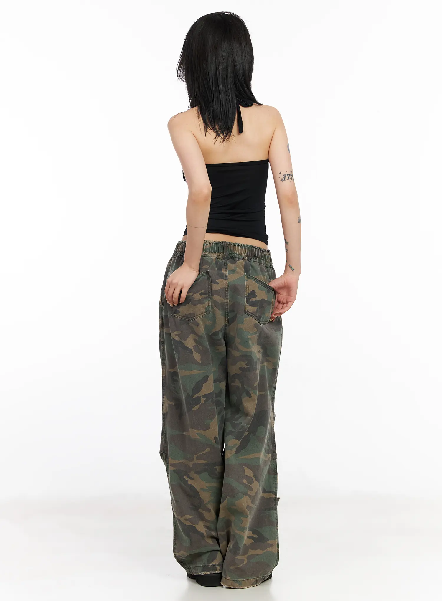 Distressed Wide-Leg Camo Pants CF527 - Image 8
