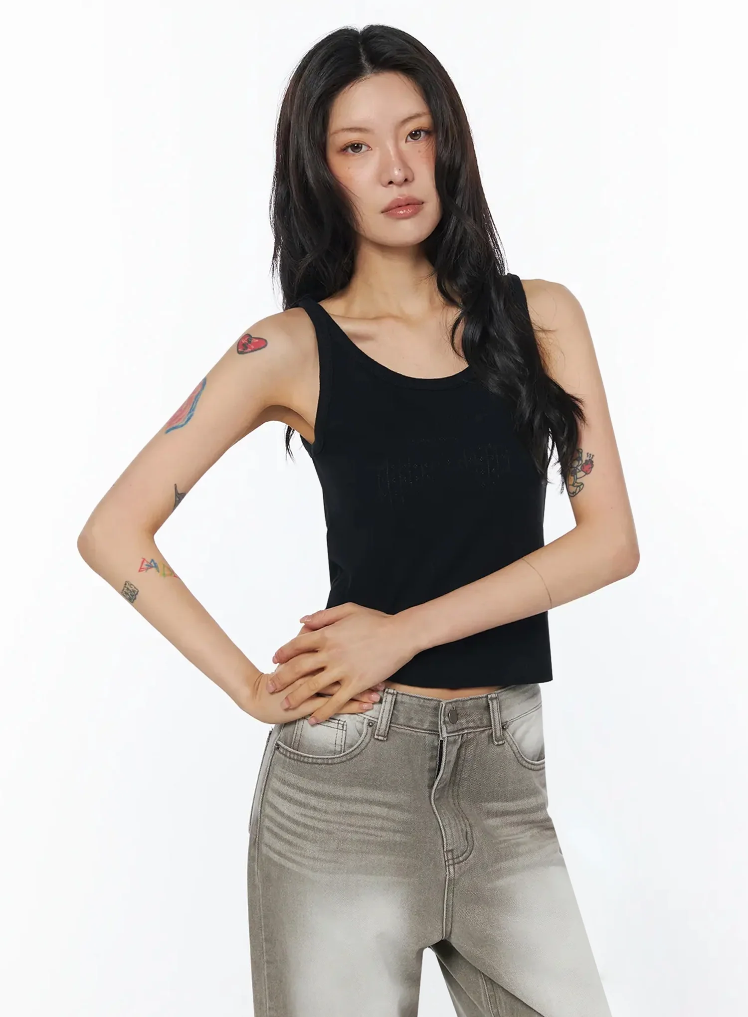 Dotted Detail Round Neck Tank Top IU508 - Image 11