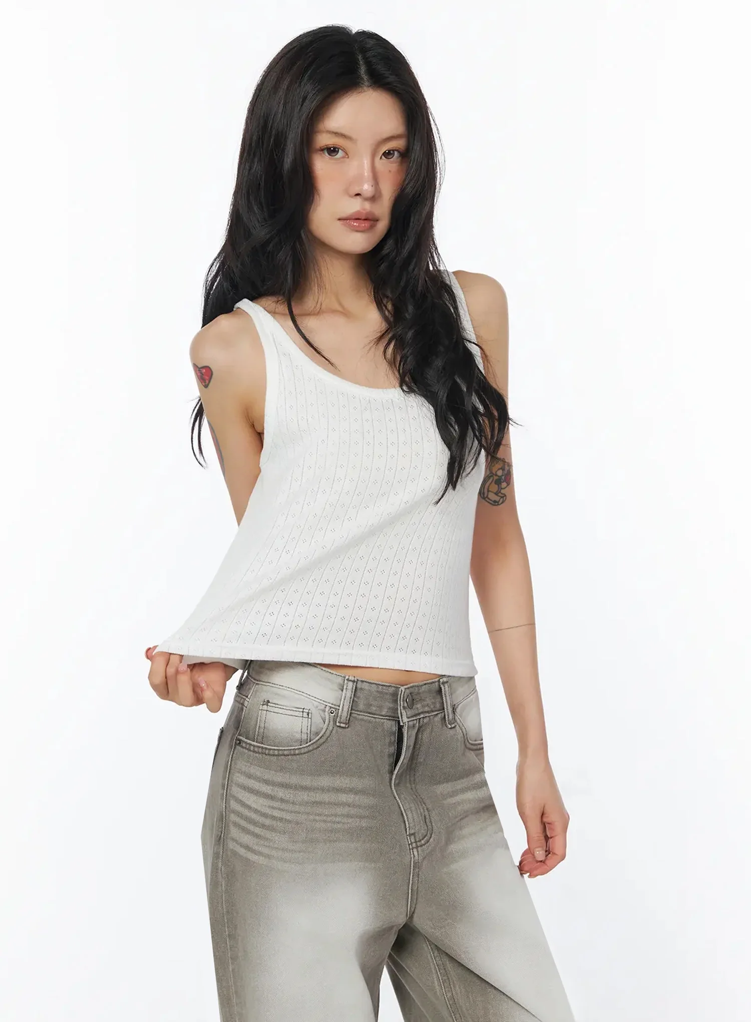Dotted Detail Round Neck Tank Top IU508 - Image 7
