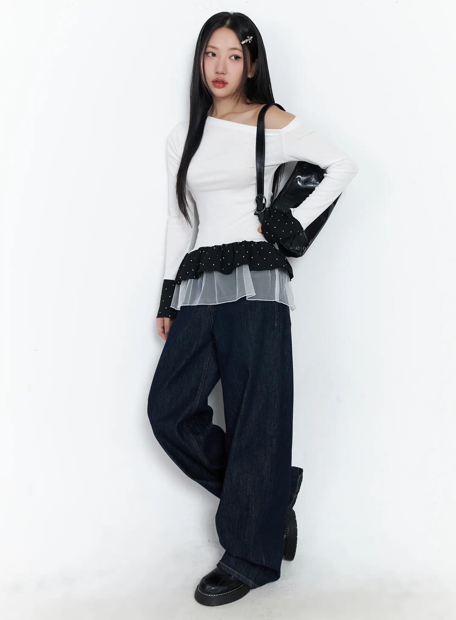 Dotted Frill Long Sleeve Top CF503 - Image 6