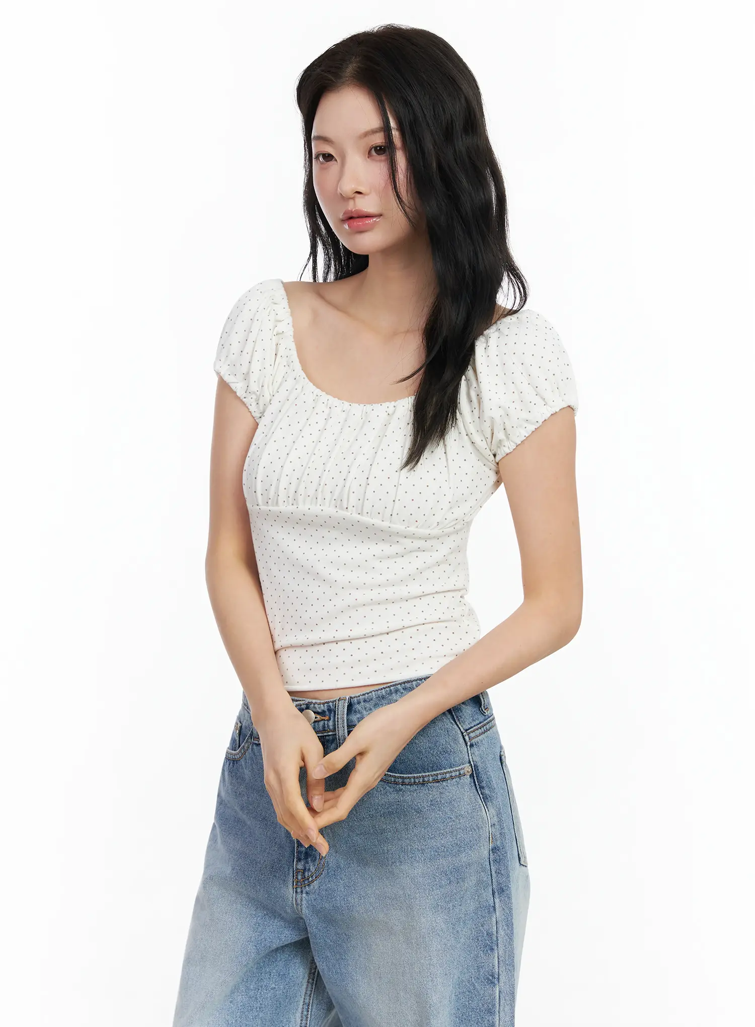 Dotted Puff Sleeve Top IM524 - Image 12