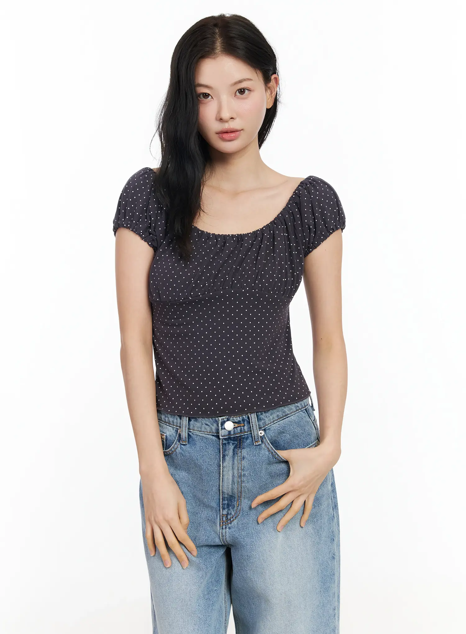 Dotted Puff Sleeve Top IM524 - Image 13