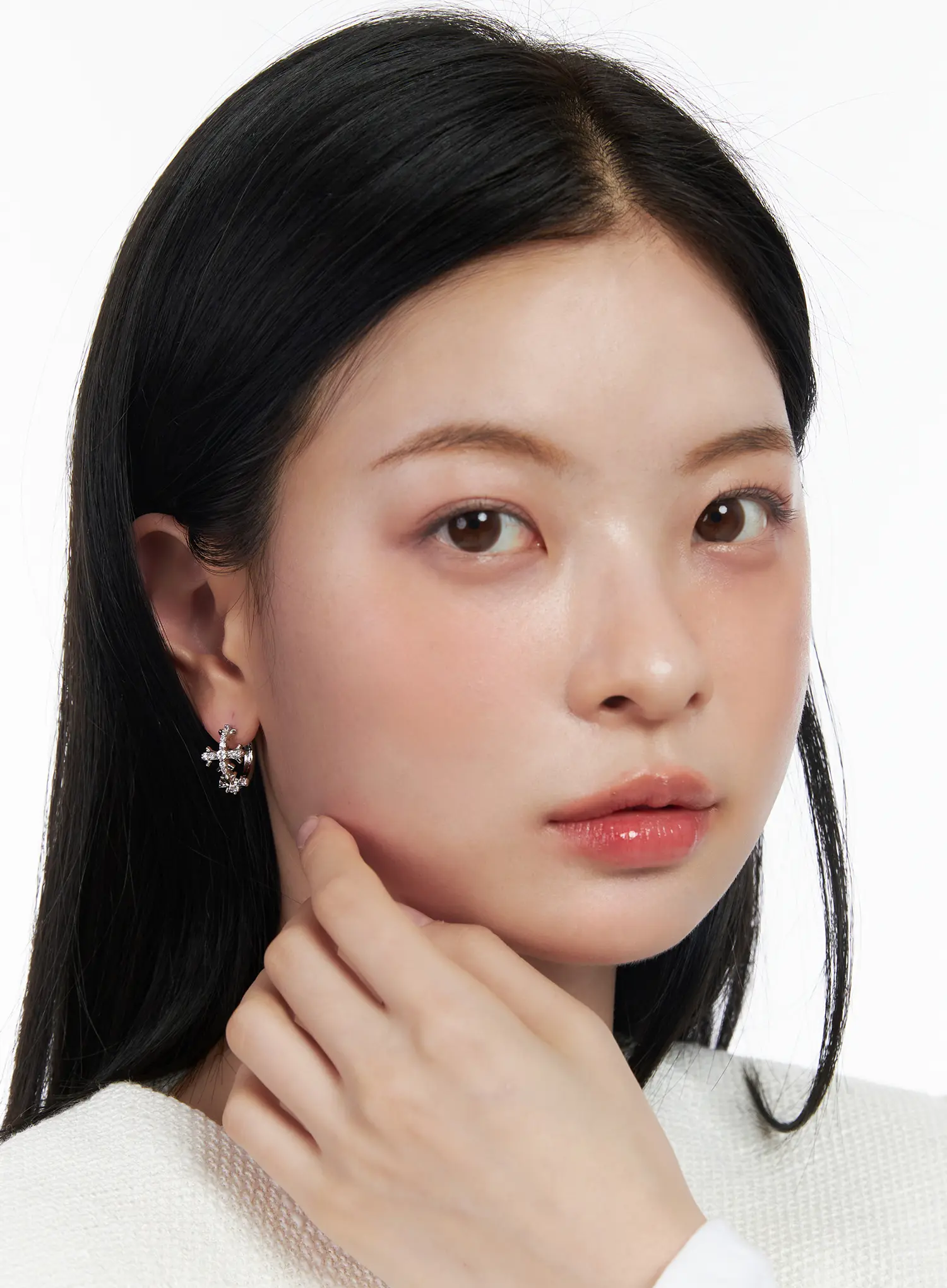Double Cross Hoop Earrings CJ523 - Image 2