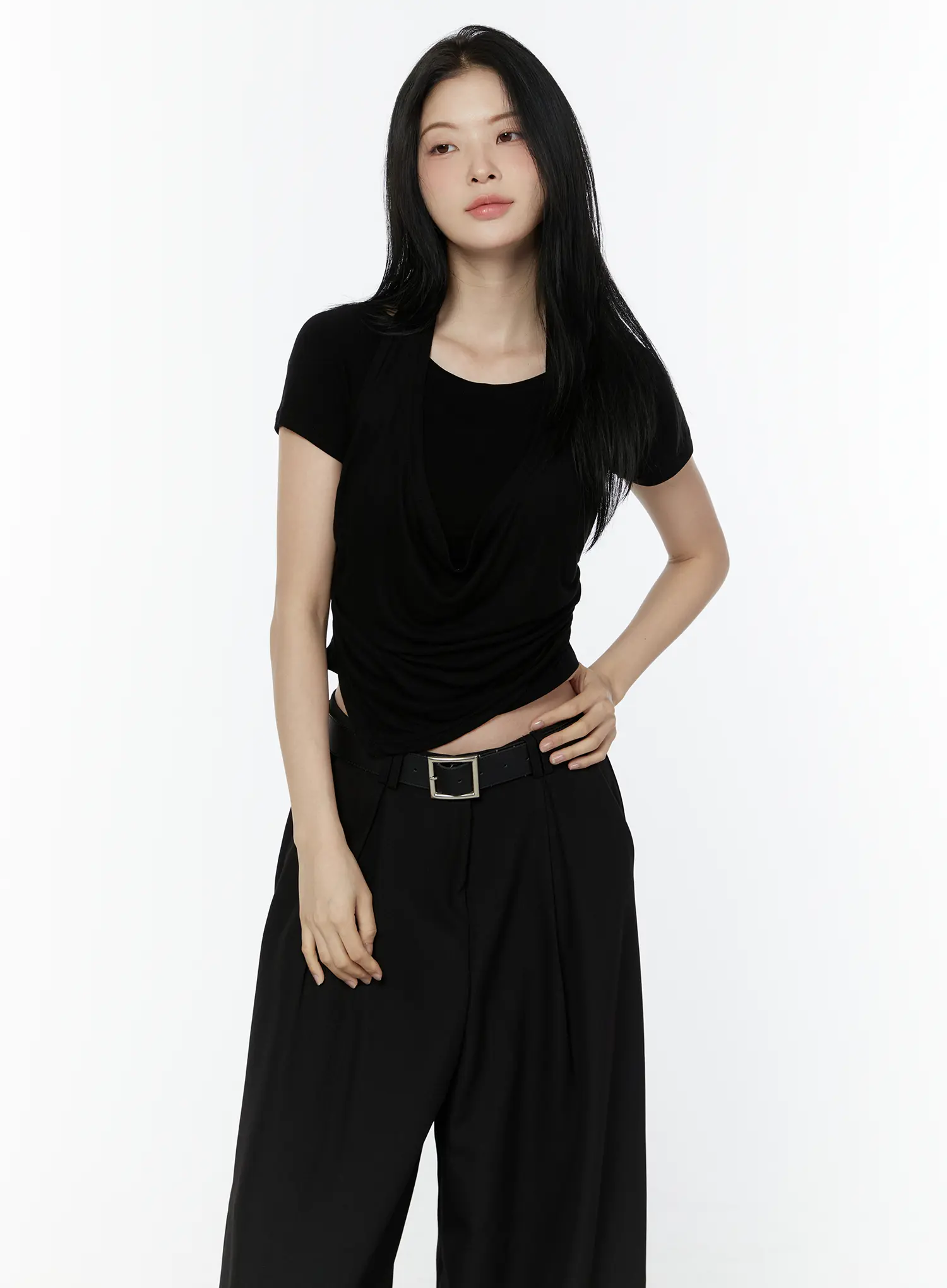 Draped Halter Neck Layered Tee IU503 - Image 13