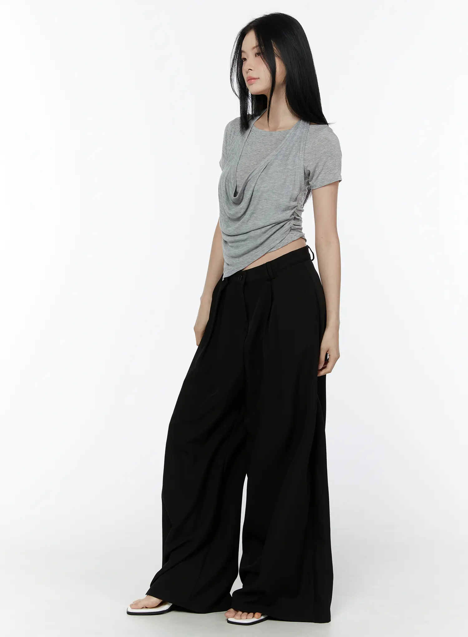 Draped Halter Neck Layered Tee IU503 - Image 4