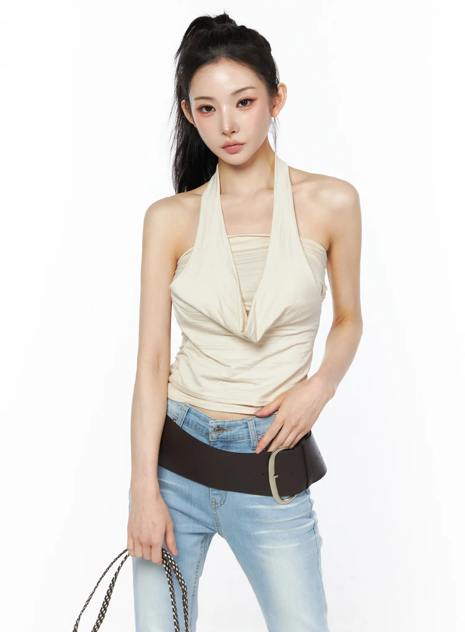 Draped Halter Tube Top CU511