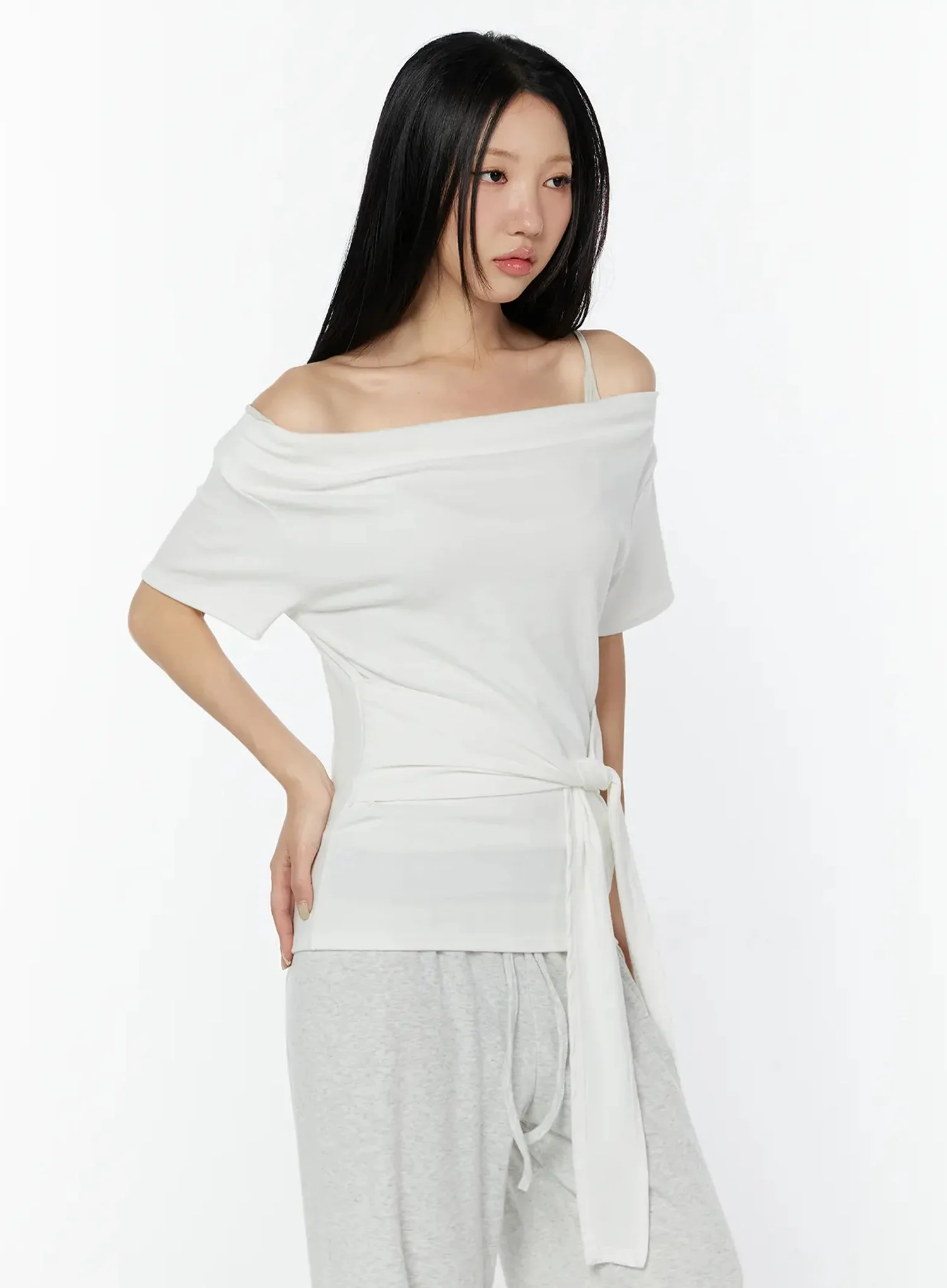 Draped Off-Shoulder Wrap Top IU522 - Image 8