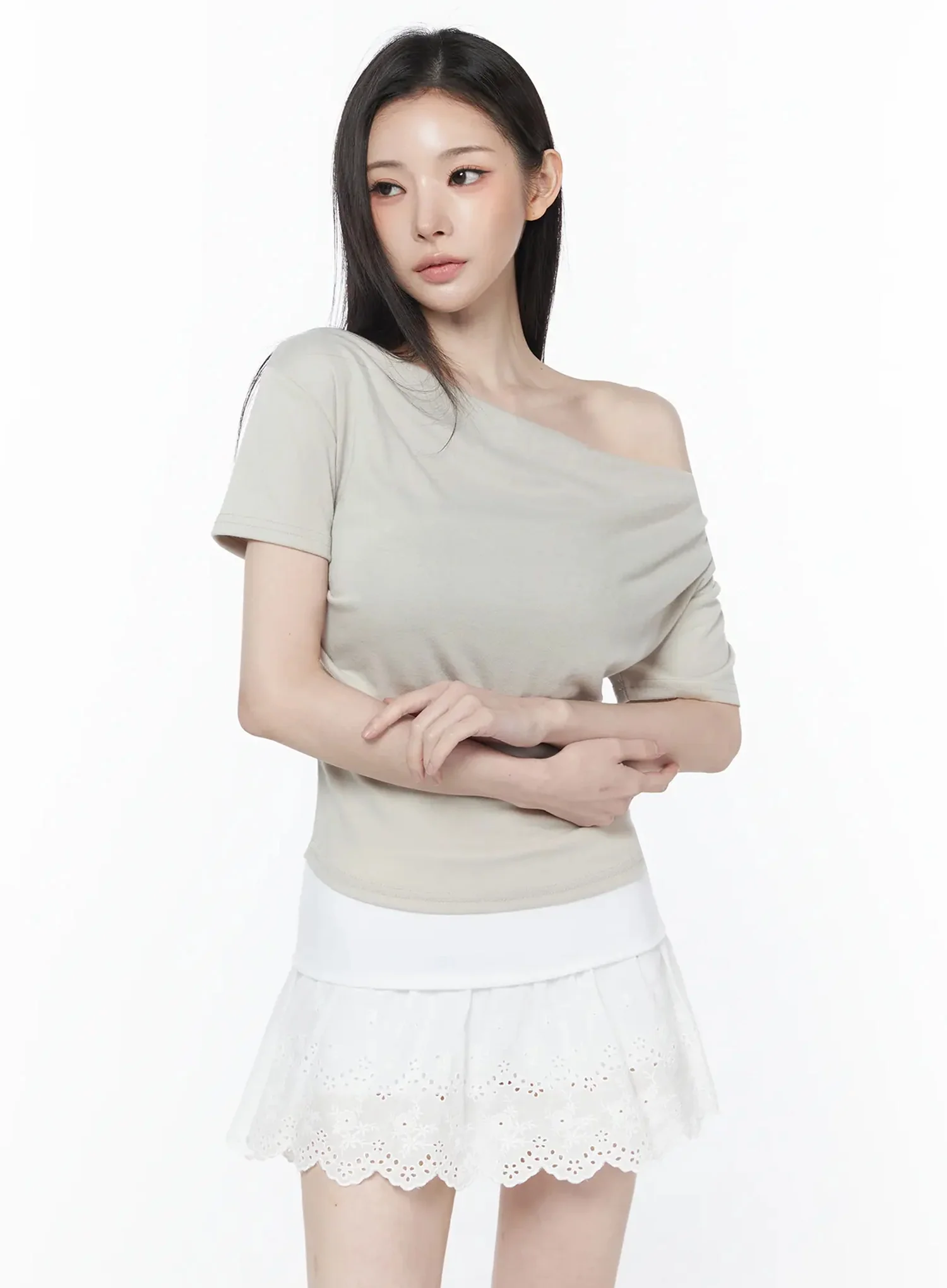 Draped One-Shoulder Shirred Top IU512 - Image 2