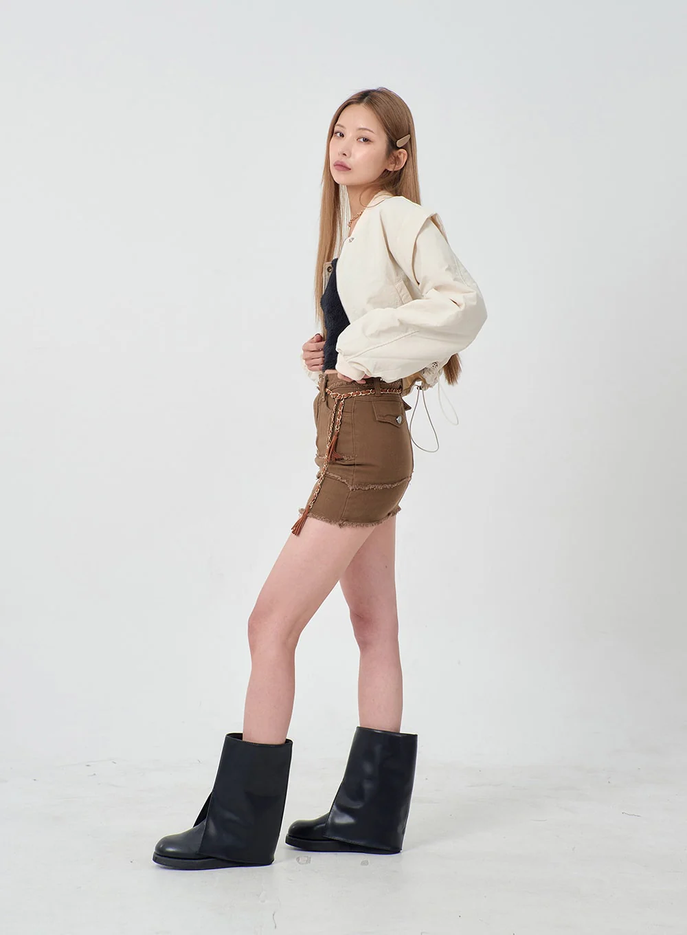 Drawstring Waist Cropped Jacket BD23 - Image 11