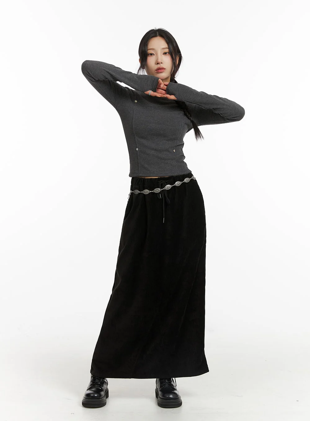 Drawstring Waist Maxi Skirt CJ417 - Image 2