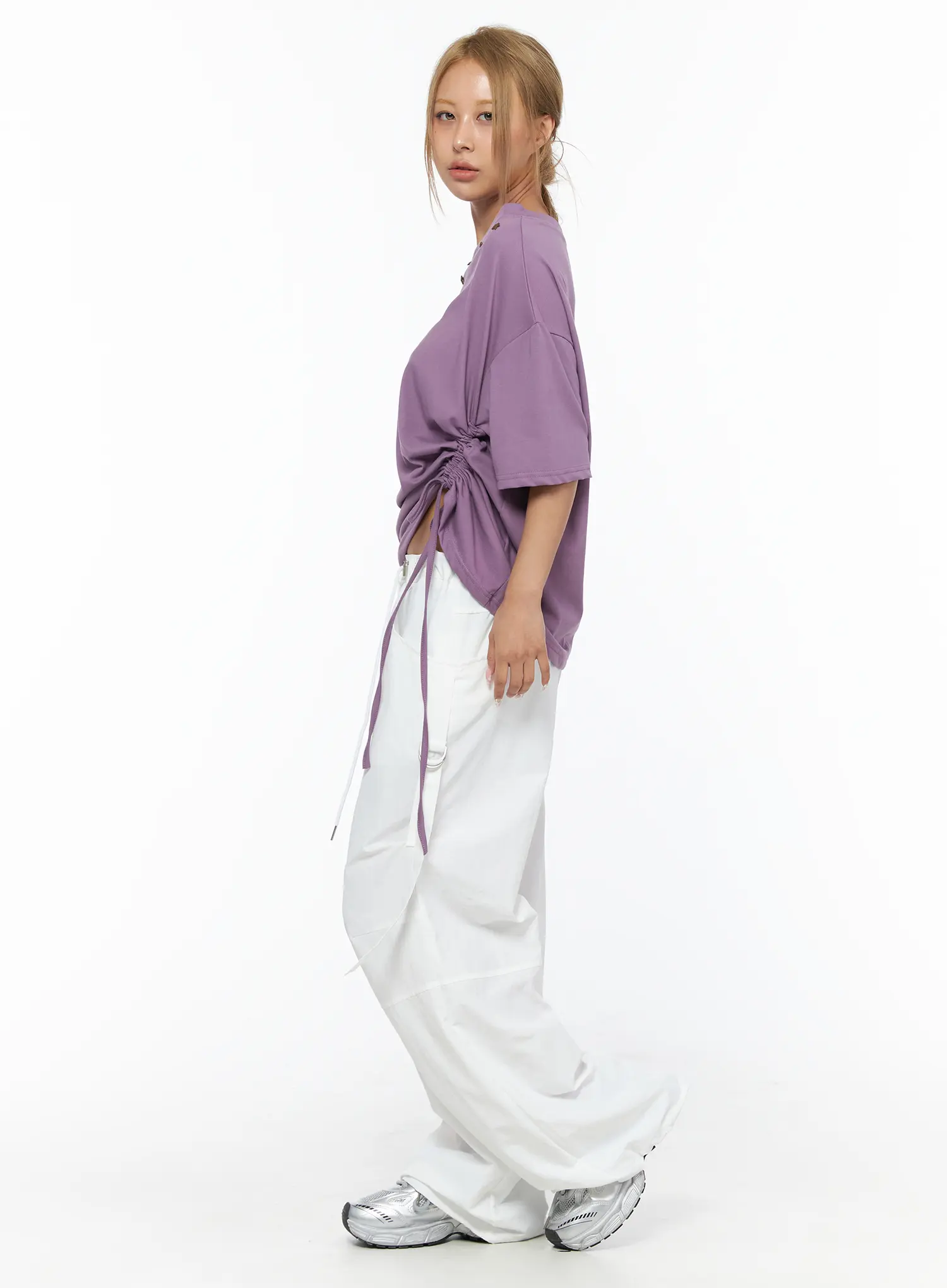 Drawstring Wide Leg Parachute Pants CU524 - Image 6