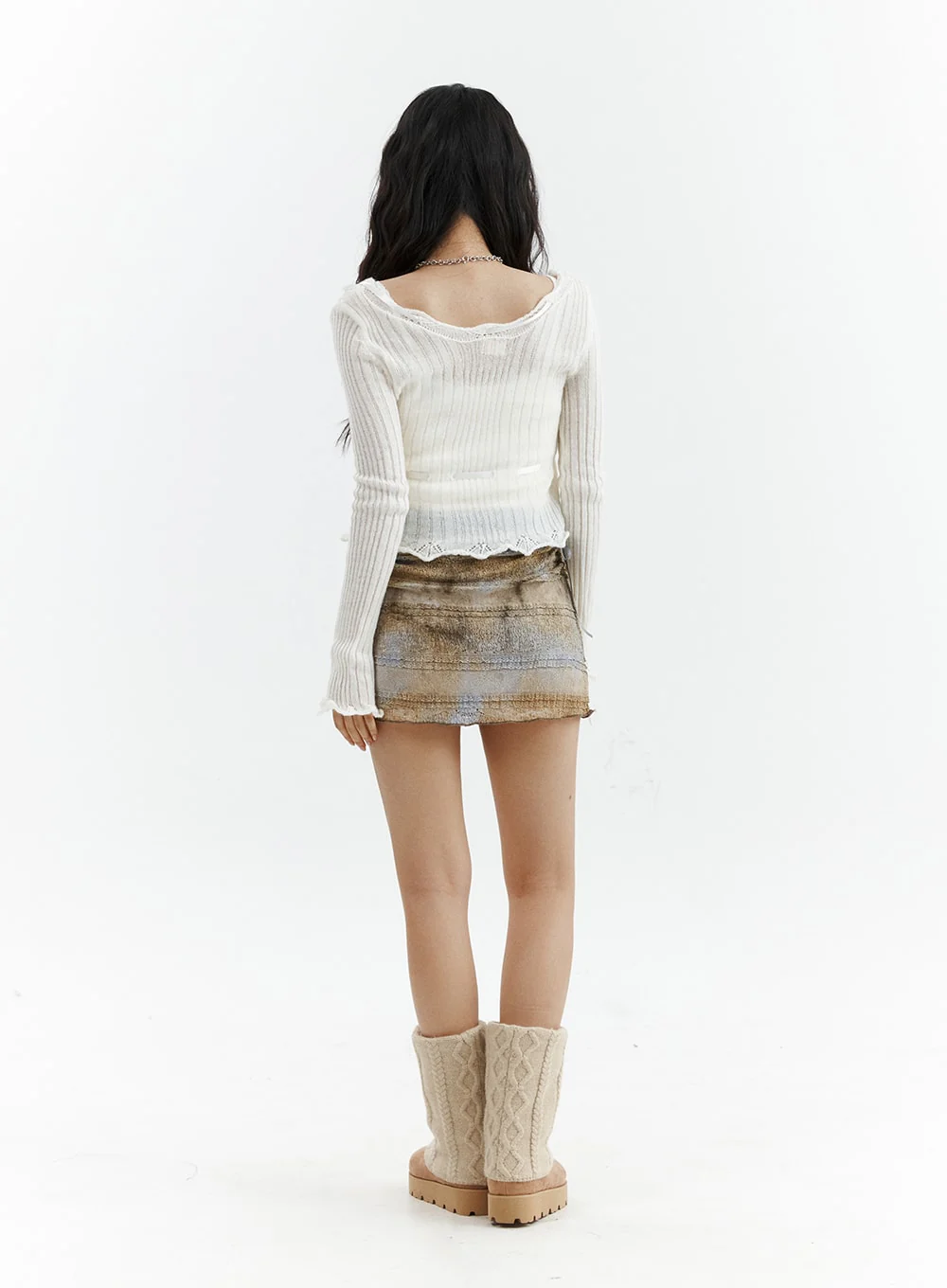 Dyed Ribbon Tie Mini Skirt CJ424 - Image 5