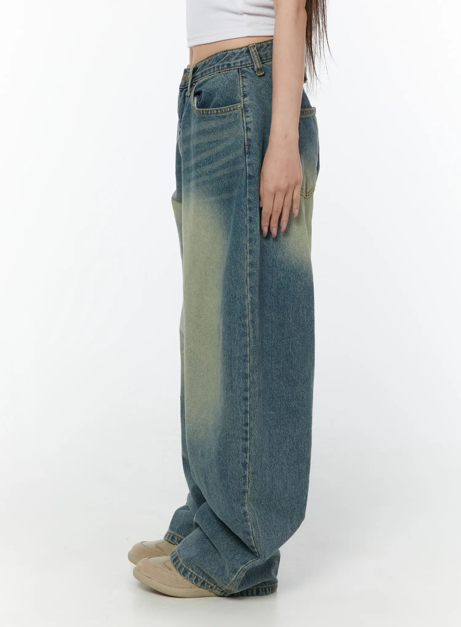 Effie Vintage Washed Wide Leg Jeans CY519 - Image 4