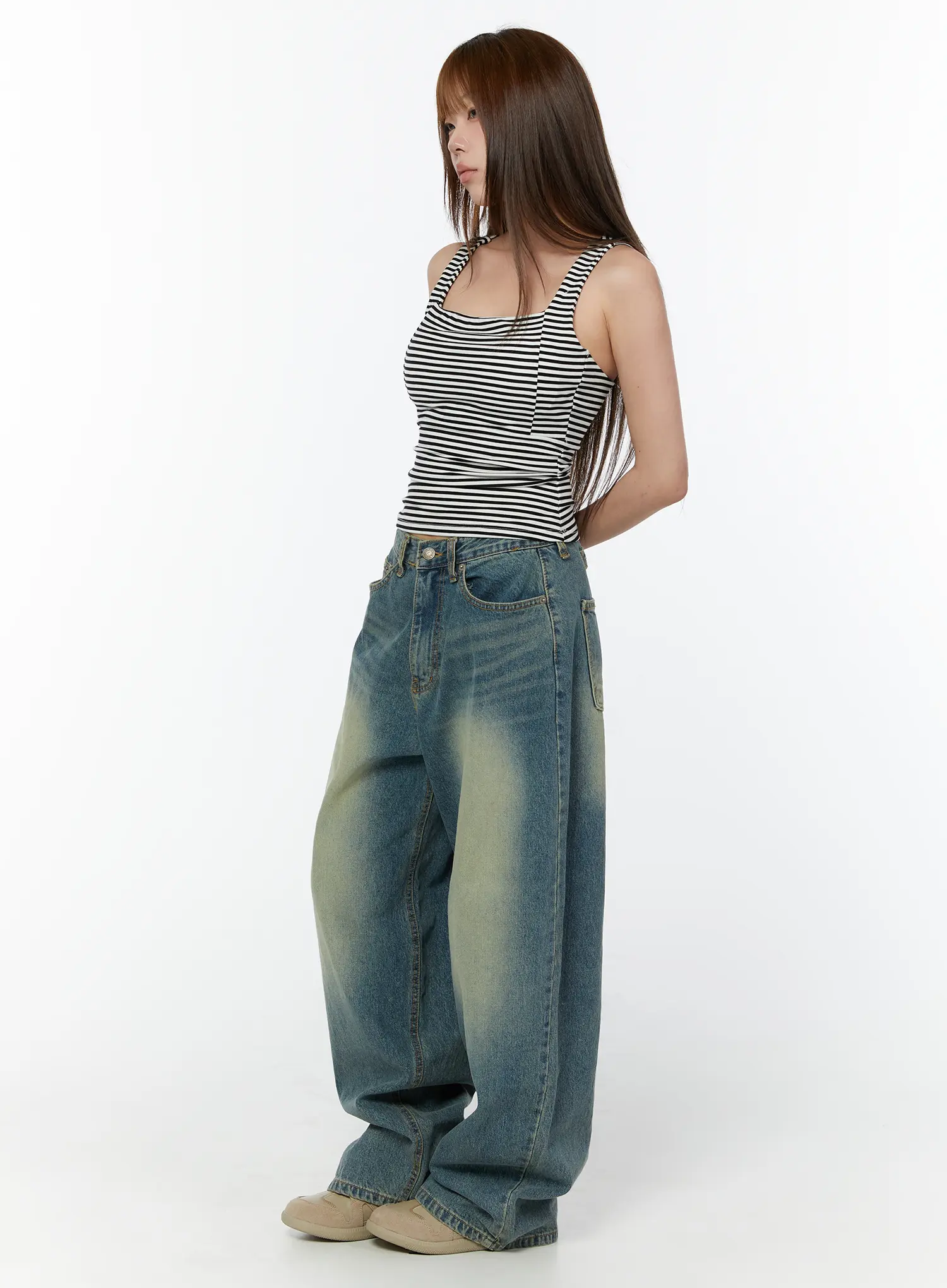Effie Vintage Washed Wide Leg Jeans CY519 - Image 6
